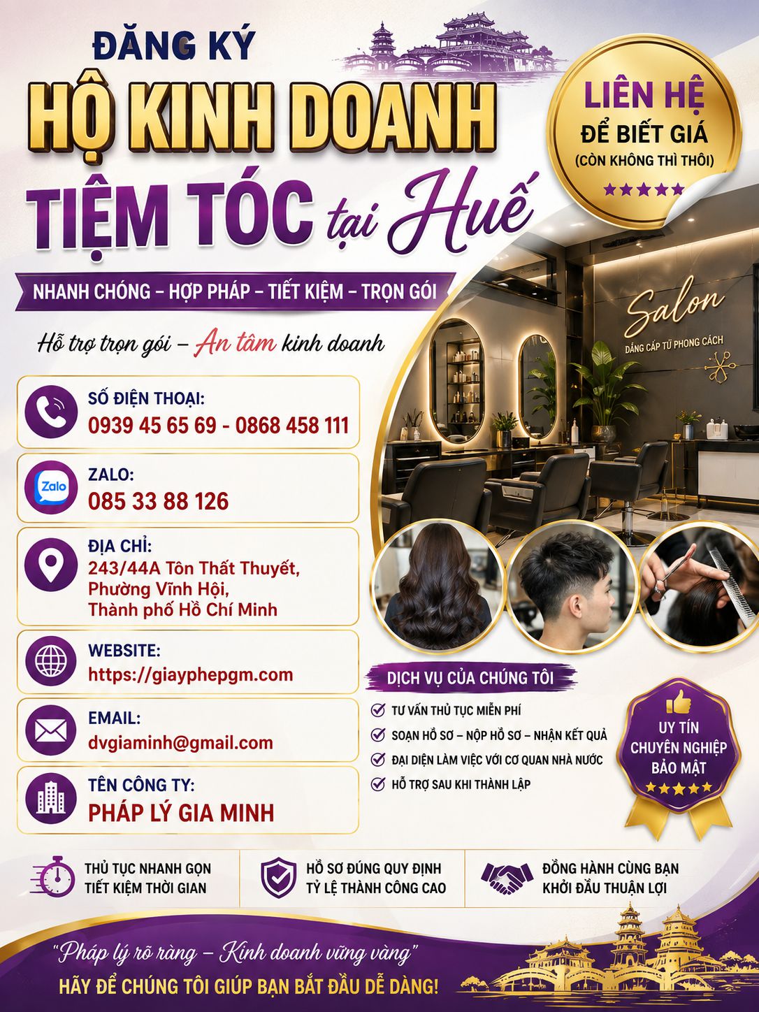 Đăng ký hộ kinh doanh tiệm tóc tại Huế: Hoàn thiện thủ tục trước ngày mở cửa