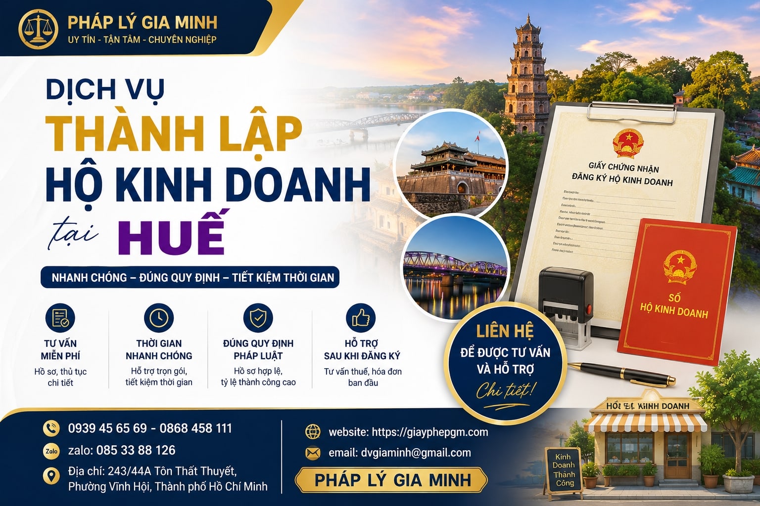 Dịch vụ thành lập hộ kinh doanh tại Huế trọn gói, nhanh chóng