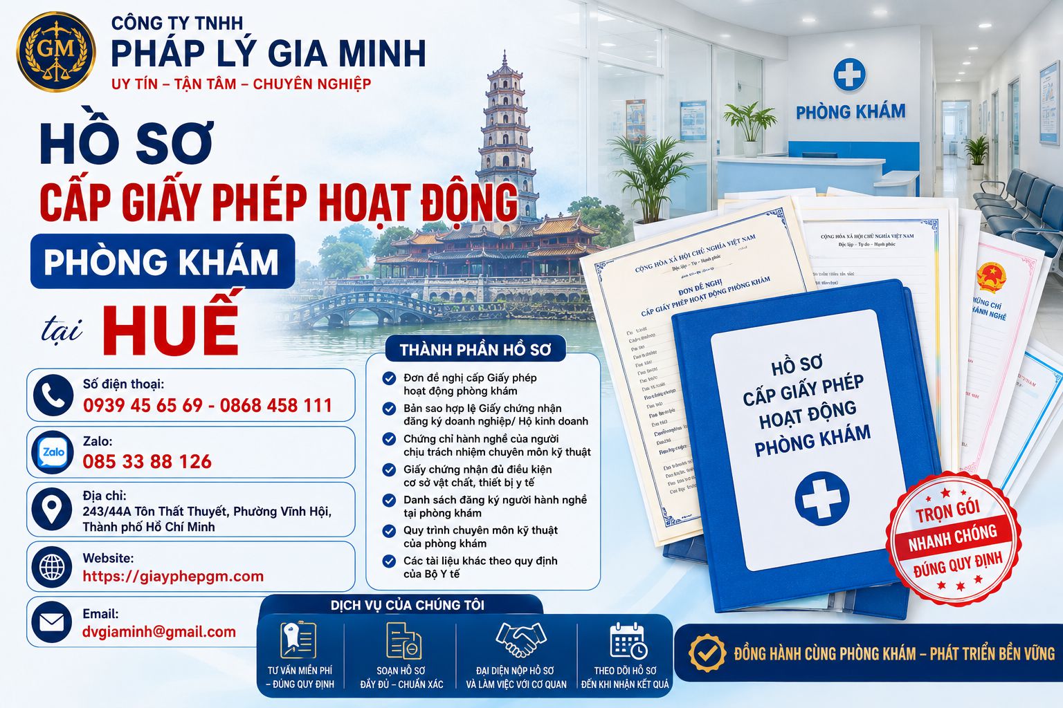 Hồ sơ cấp giấy phép hoạt động phòng khám tại Huế đầy đủ, hạn chế bổ sung