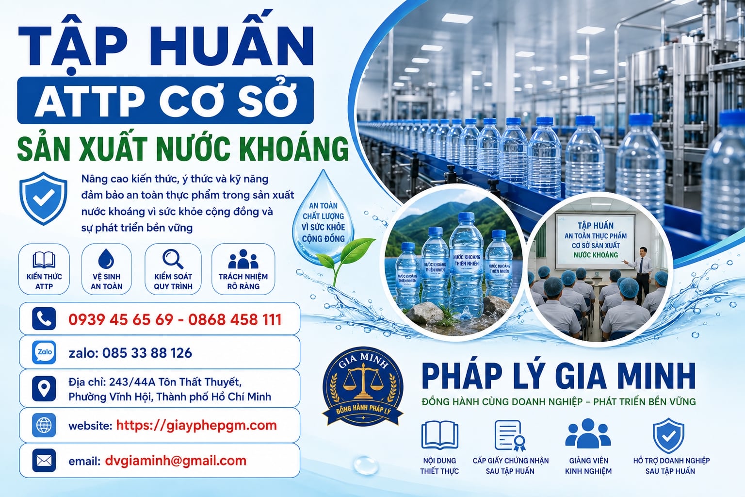 Tập huấn ATTP cơ sở sản xuất nước khoáng bảo vệ chất lượng từ nguồn đến thành phẩm