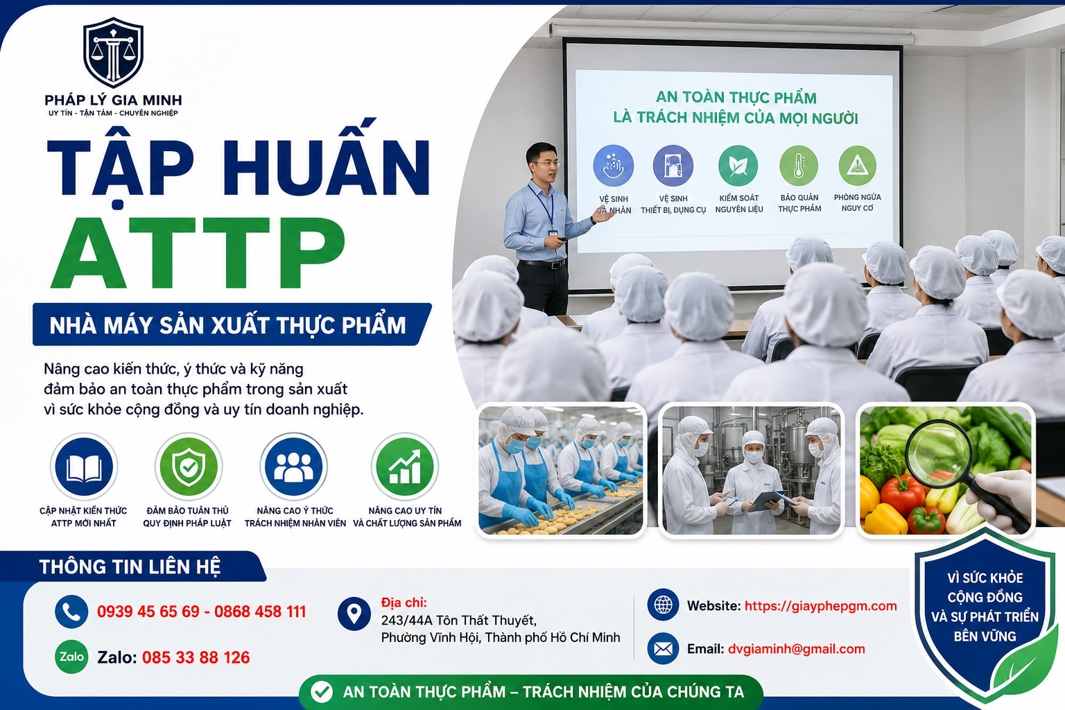 Tập huấn ATTP nhà máy sản xuất thực phẩm bài bản, đúng yêu cầu