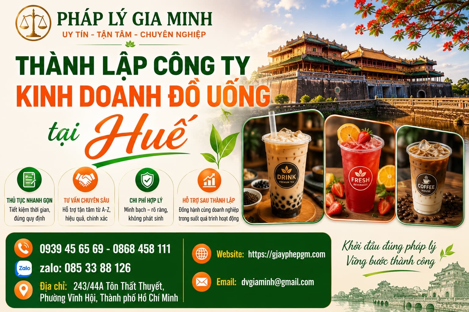 Thành lập công ty kinh doanh đồ uống tại Huế – Từ đăng ký ngành nghề đến vận hành thị trường