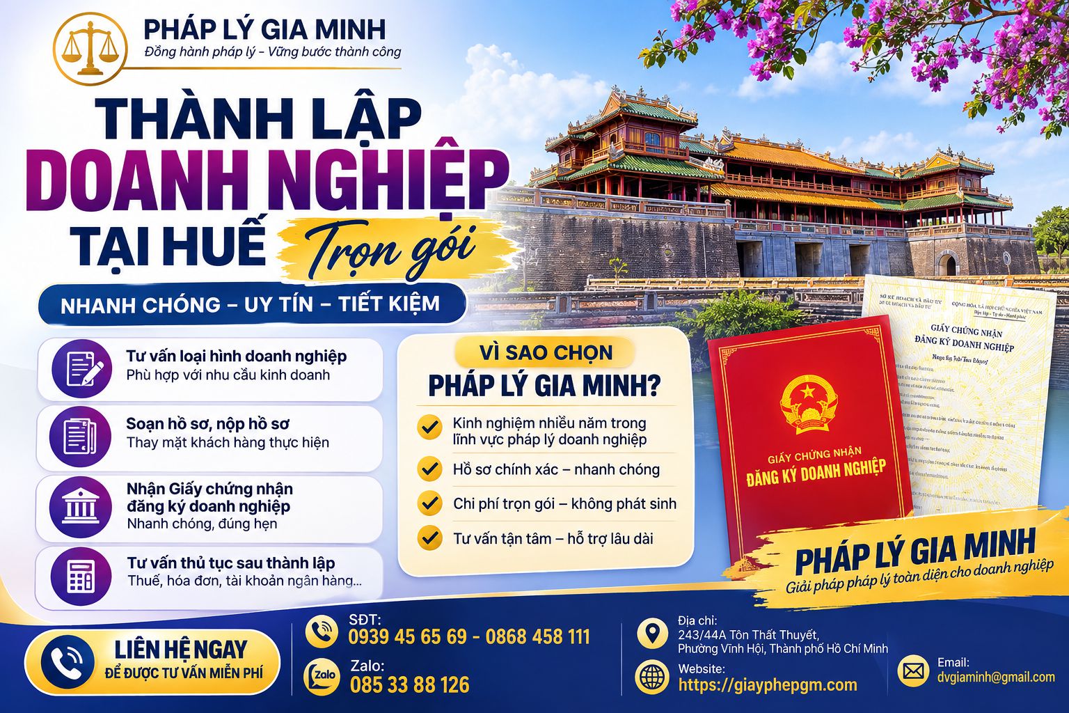 Thành lập doanh nghiệp tại Huế trọn gói – Hoàn thiện pháp lý từ A đến Z