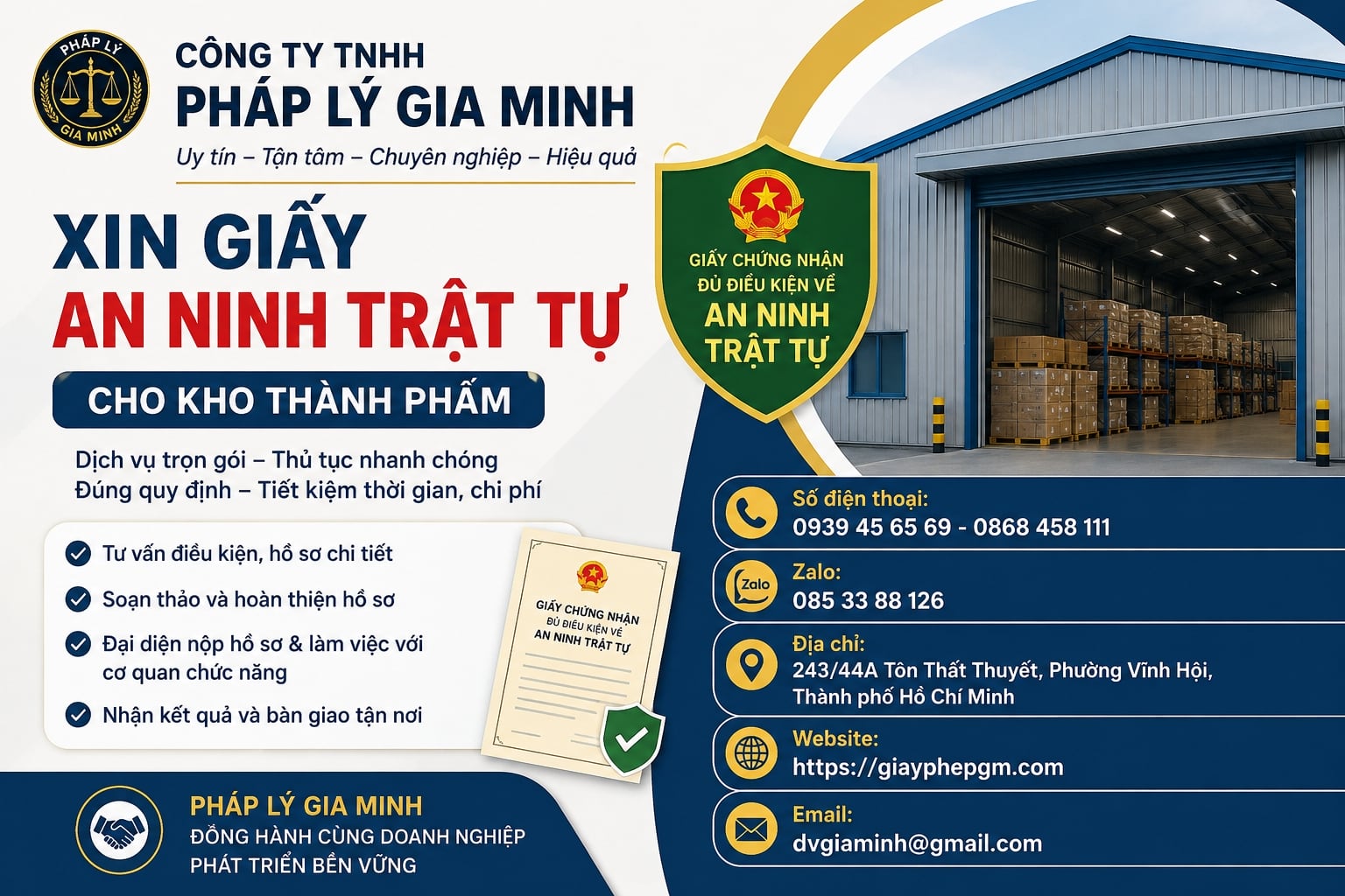 Xin giấy an ninh trật tự cho kho thành phẩm: Hồ sơ, điều kiện và cách xử lý nhanh
