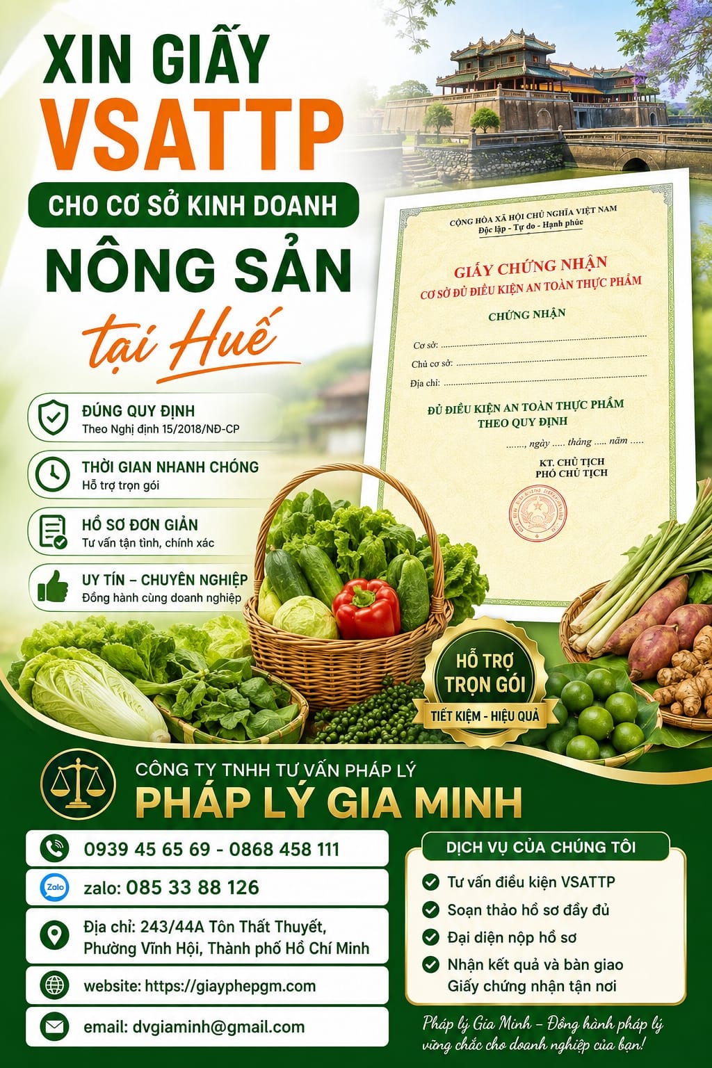 Xin giấy VSATTP cho cơ sở kinh doanh nông sản tại Huế đúng chuẩn