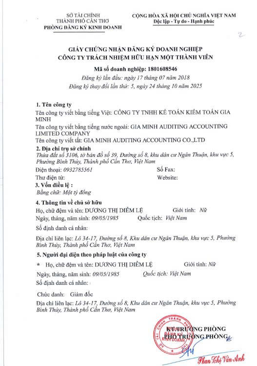 Giấy chứng nhận đăng ký doanh nghiệp