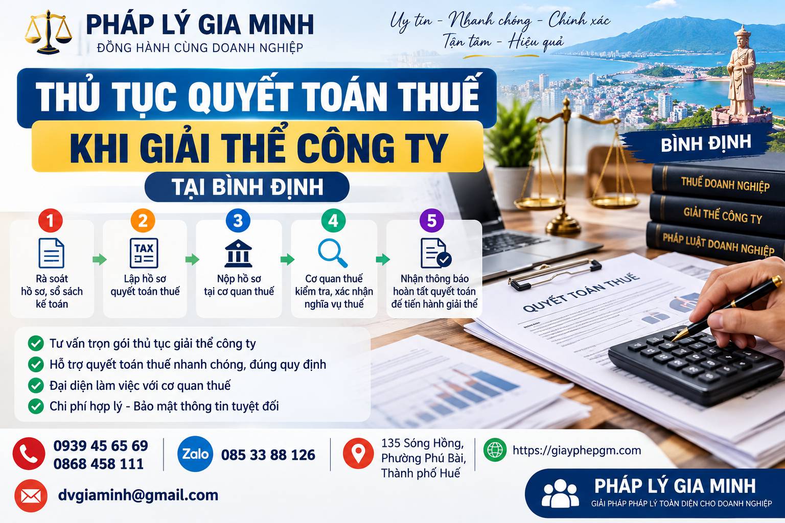 Thủ tục quyết toán thuế khi giải thể công ty tại Bình Định