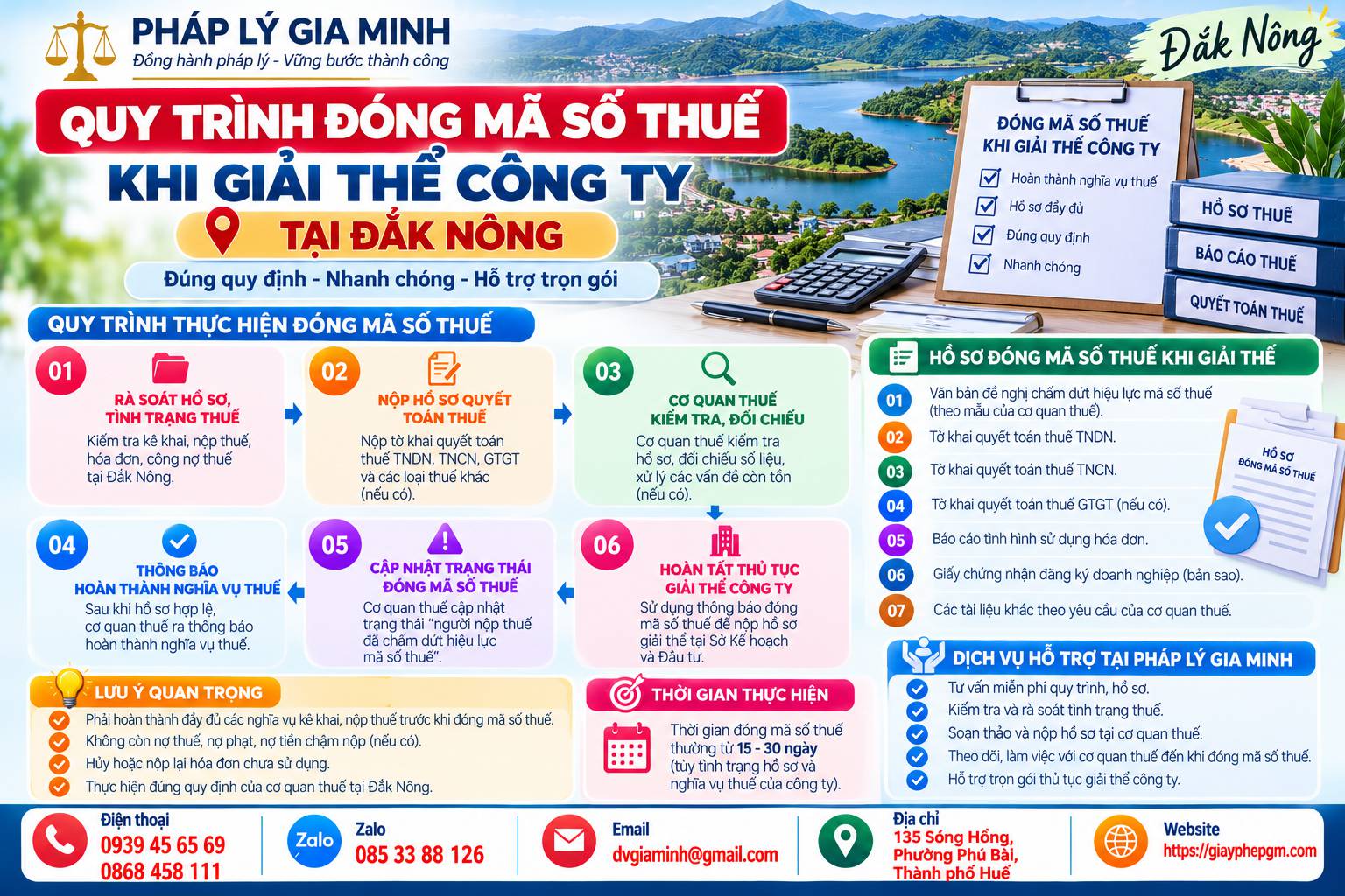 Quy trình đóng mã số thuế khi giải thể công ty tại Đắk Nông