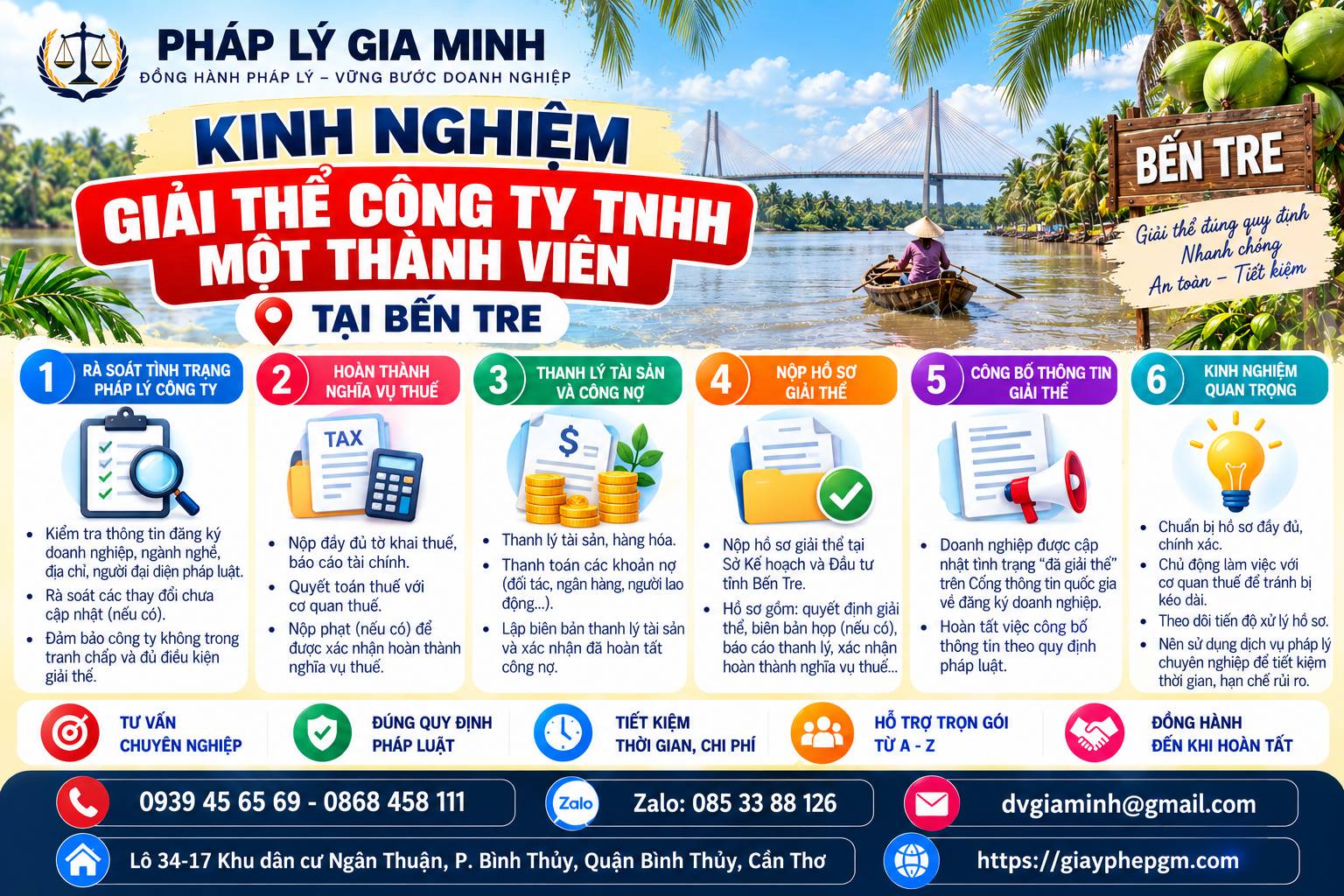 Giải thể công ty TNHH một thành viên tại Bến Tre 15 Kinh nghiệm giải thể công ty TNHH một thành viên tại Bến Tre
