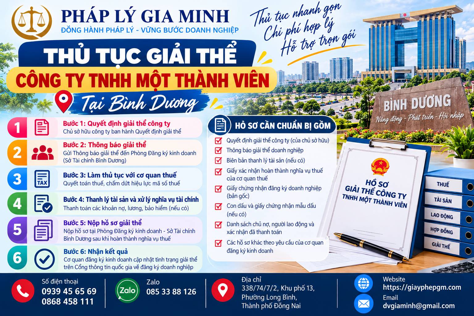 GIẢI THỂ CÔNG TY TNHH MỘT THÀNH VIÊN TẠI BÌNH DƯƠNG 13 Thủ tục giải thể công ty TNHH một thành viên tại Bình Dương