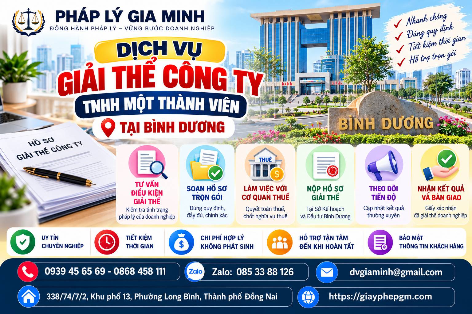 GIẢI THỂ CÔNG TY TNHH MỘT THÀNH VIÊN TẠI BÌNH DƯƠNG 15 Dịch vụ giải thể công ty TNHH một thành viên tại Bình Dương