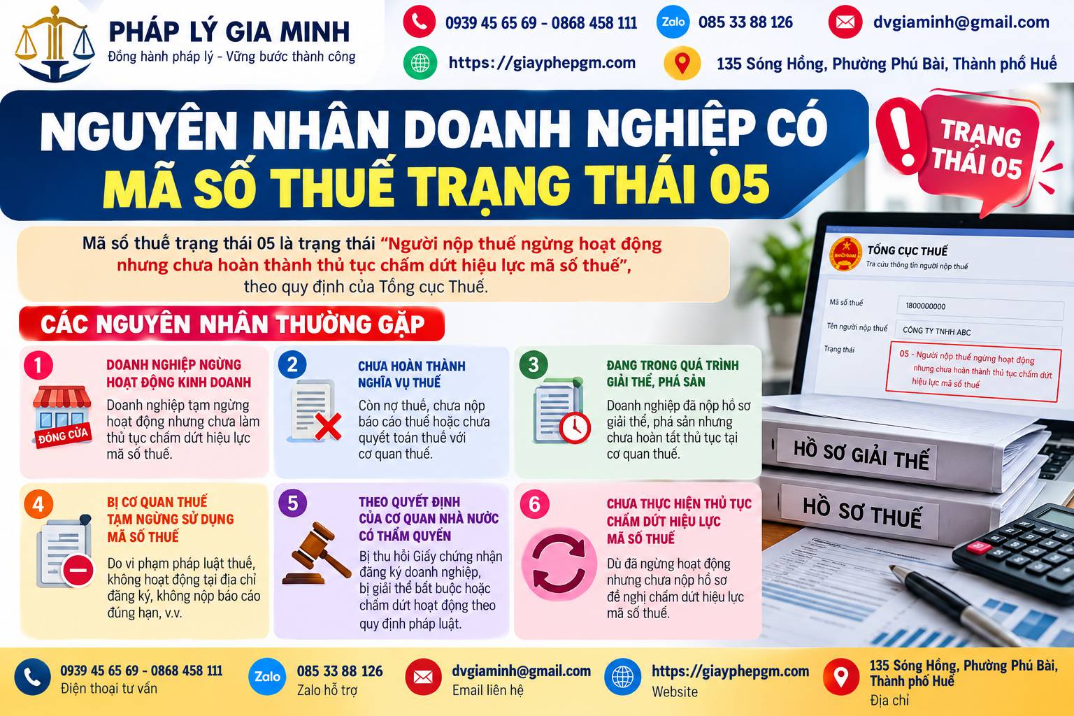 Nguyên nhân doanh nghiệp có mã số thuế trạng thái 05