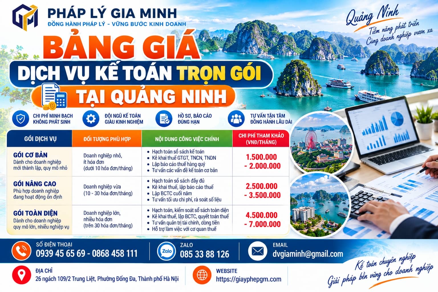 Bảng giá chi tiết Dịch Vụ Kế Toán Trọn Gói Tại Quảng Ninh