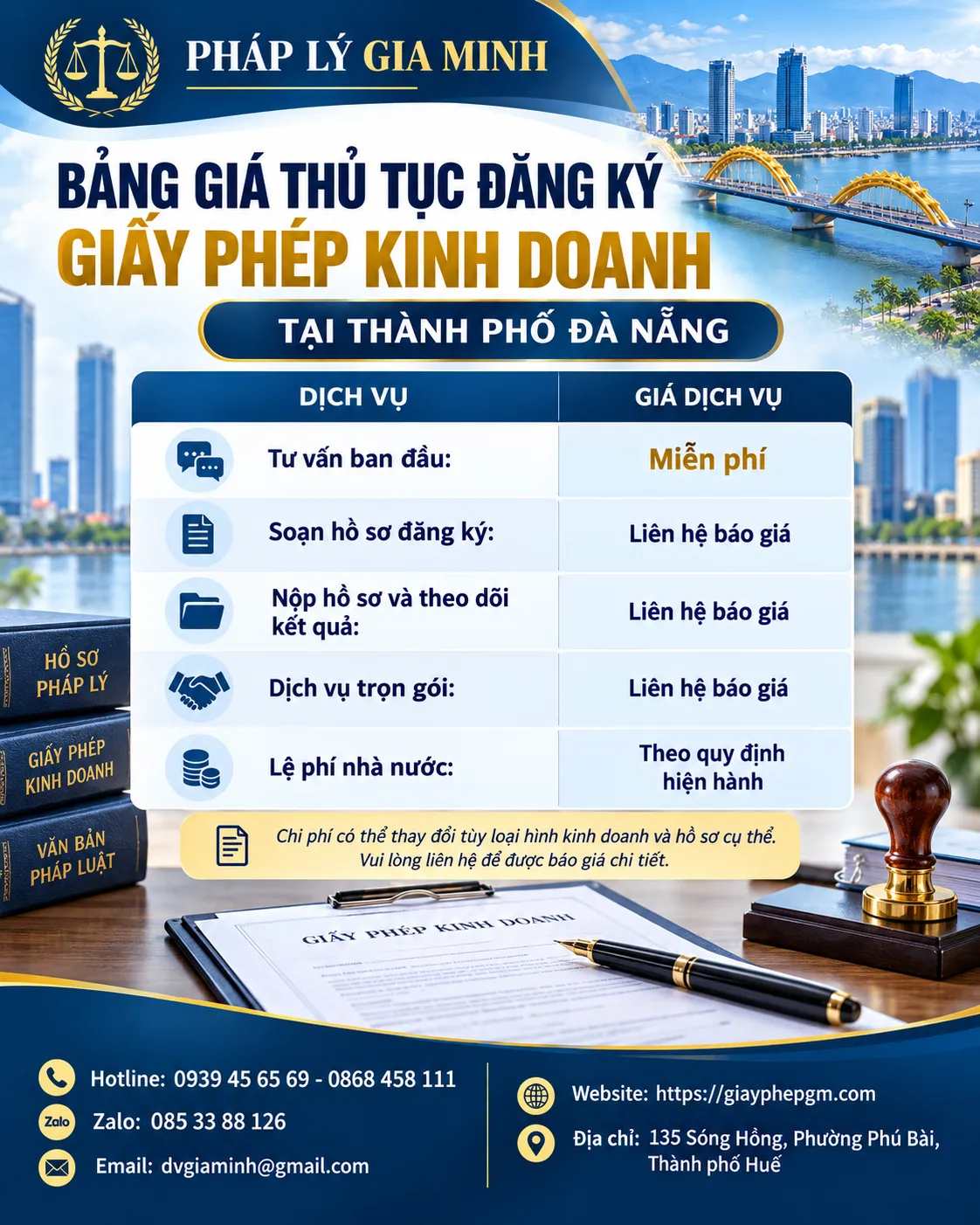 Bảng Giá Đăng Ký Giấy Phép Kinh Doanh Tại Đà Nẵng