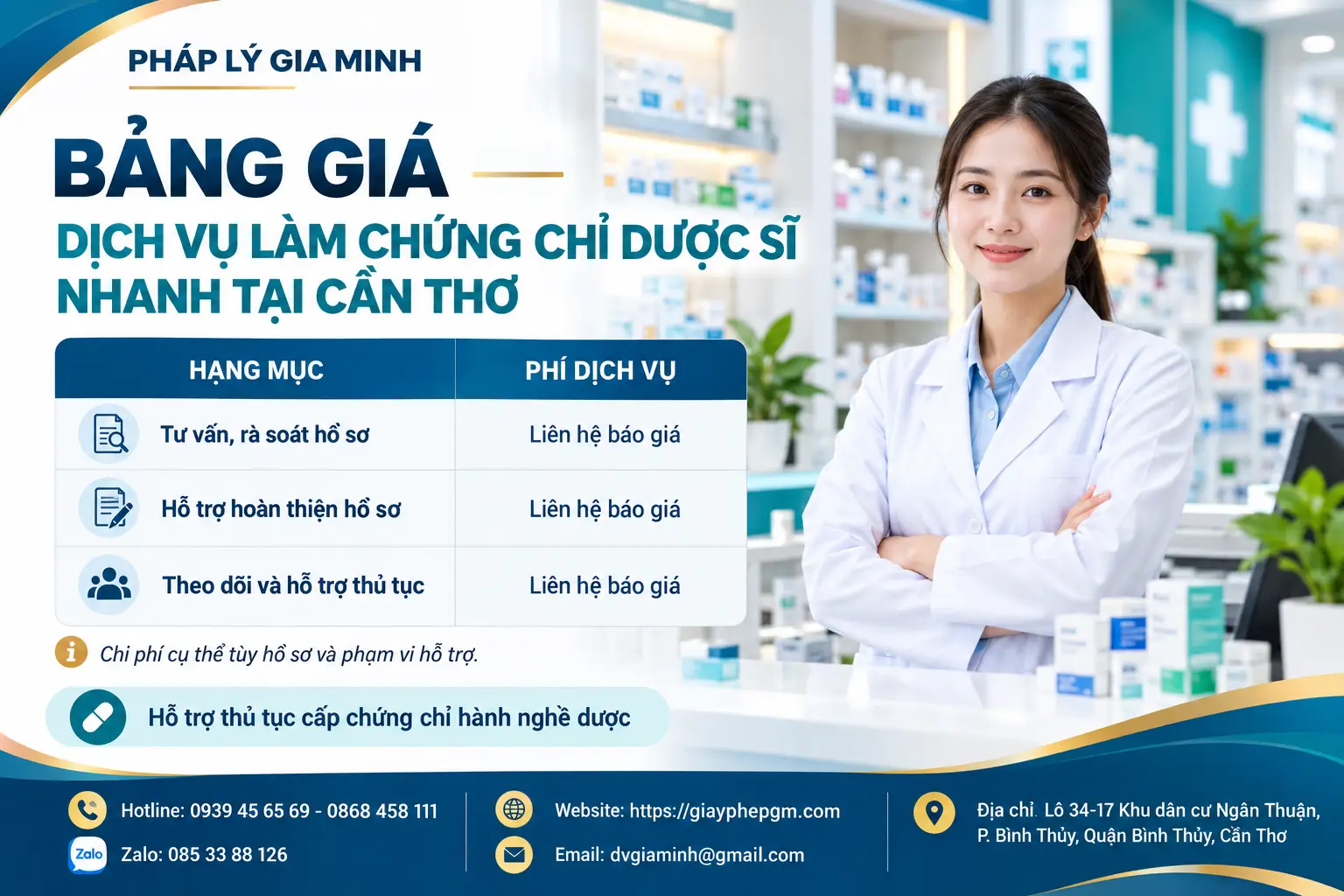 Bảng Giá Dịch Vụ Chứng Chỉ Hành Nghề Dược Tại Cần Thơ
