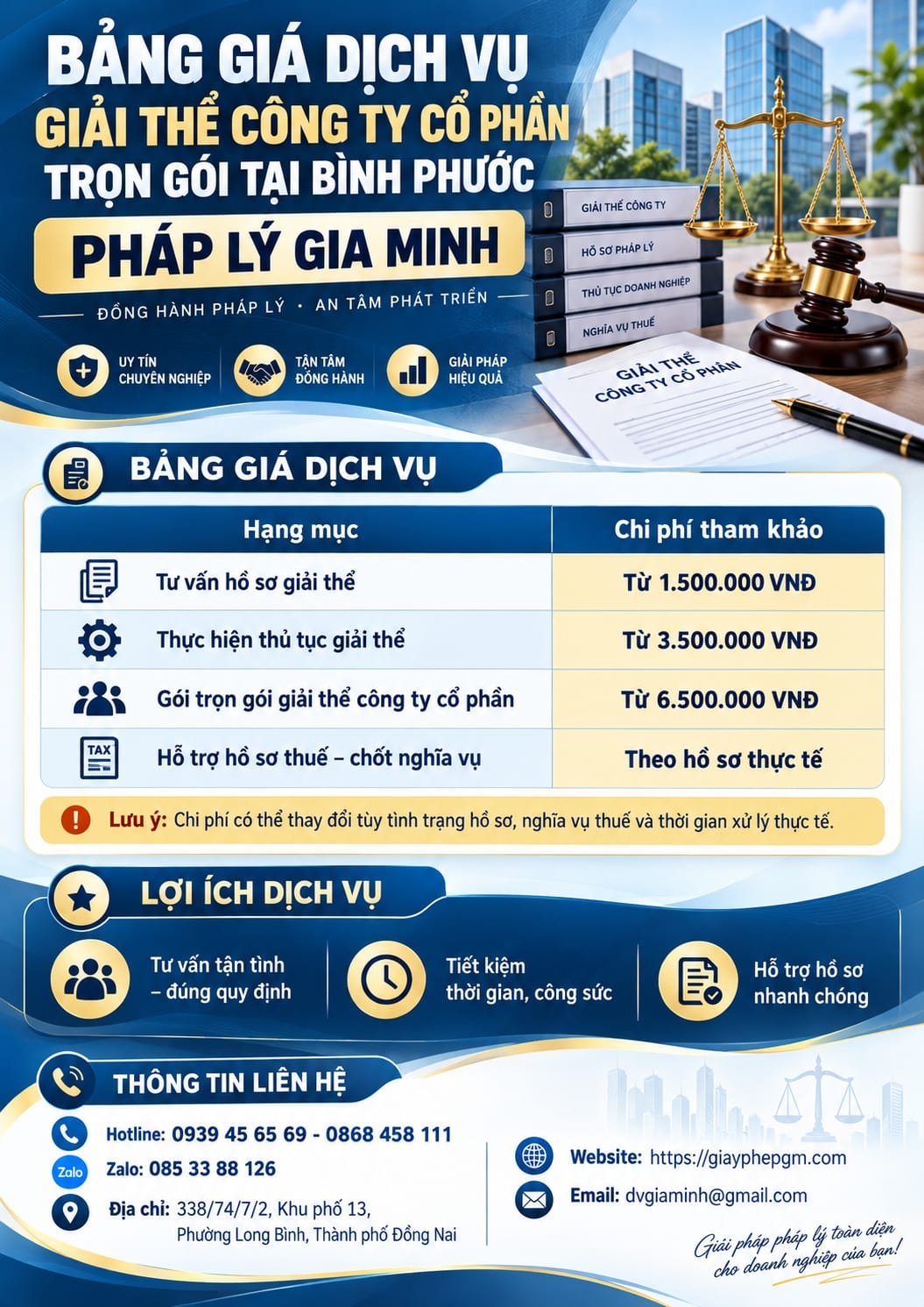 Bảng giá dịch vụ giải thể công ty cổ phần trọn gói tại Bình Phước Bảng giá dịch vụ giải thể công ty cổ phần trọn gói tại Bình Phước