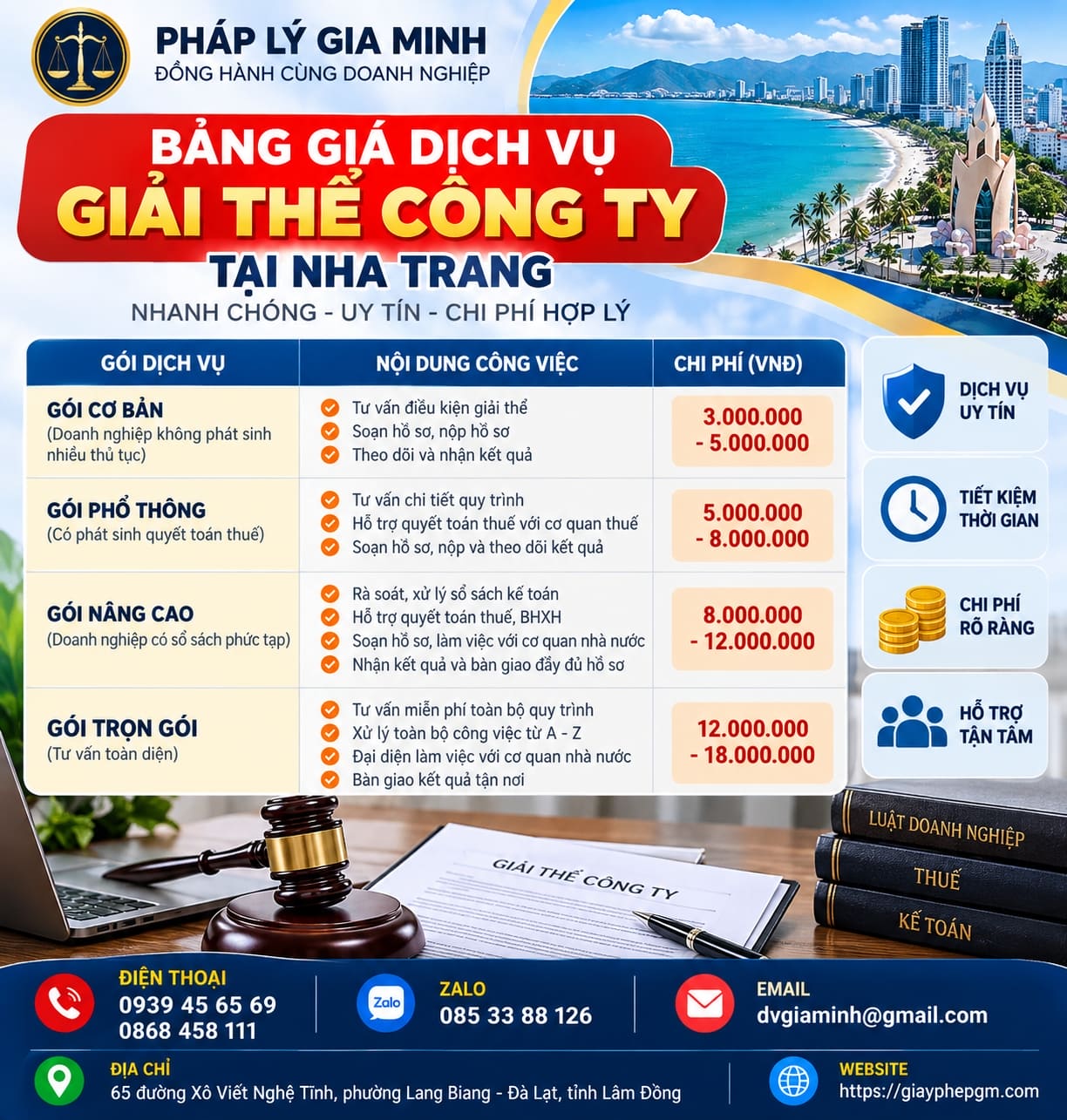 Bảng giá dịch vụ giải thể công ty tại Nha Trang Bảng giá dịch vụ giải thể công ty tại Nha Trang
