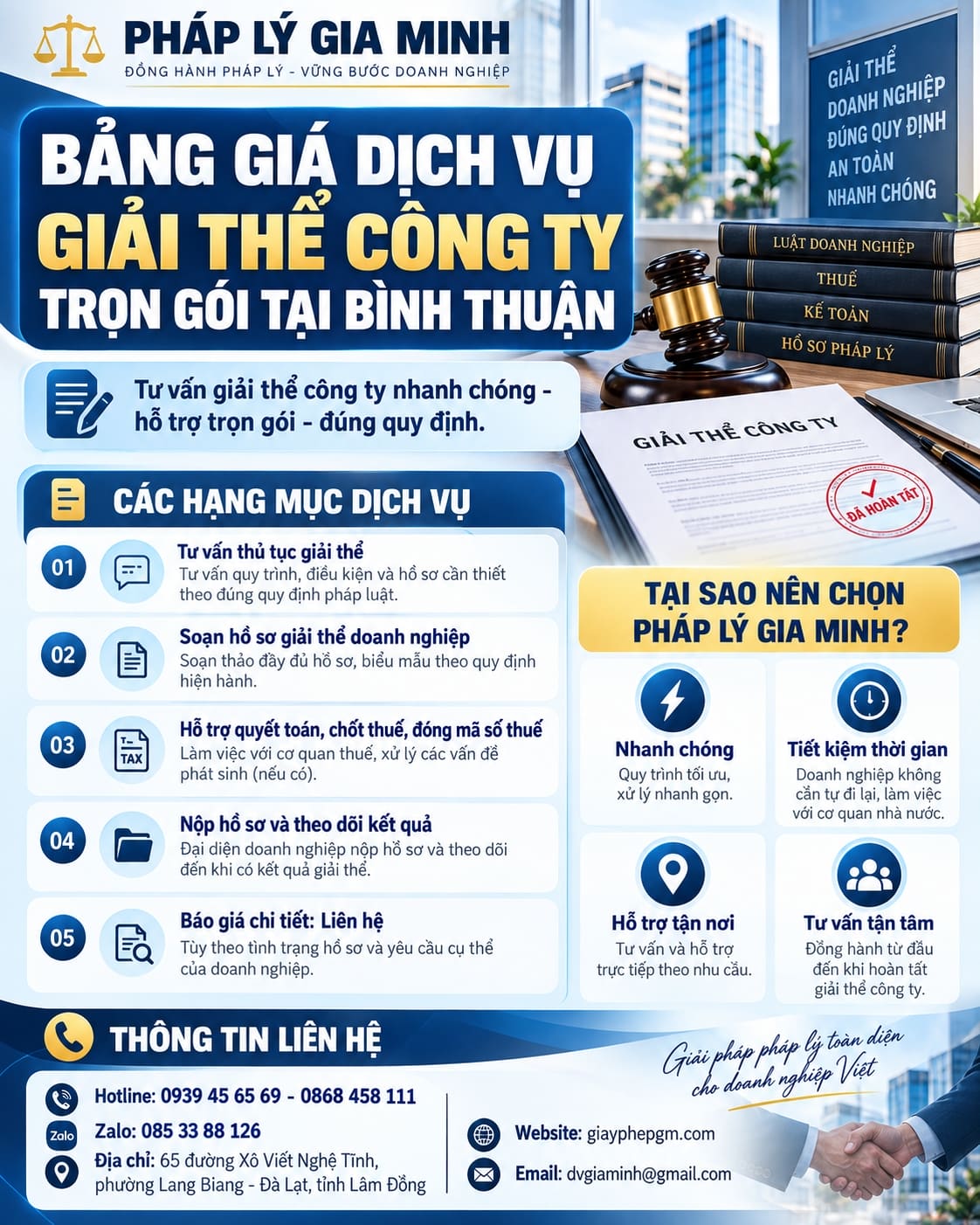 Bảng giá dịch vụ giải thể công ty trọn gói tại Bình Thuận Bảng giá dịch vụ giải thể công ty trọn gói tại Bình Thuận