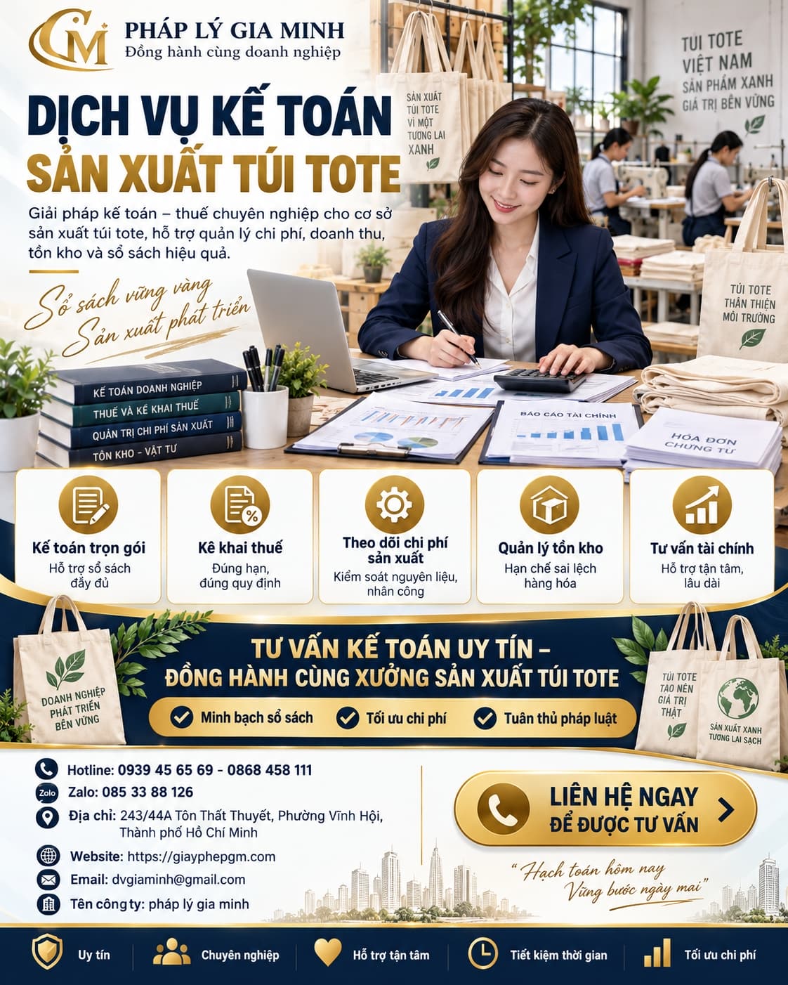 Bảng giá dịch vụ kế toán sản xuất túi tote