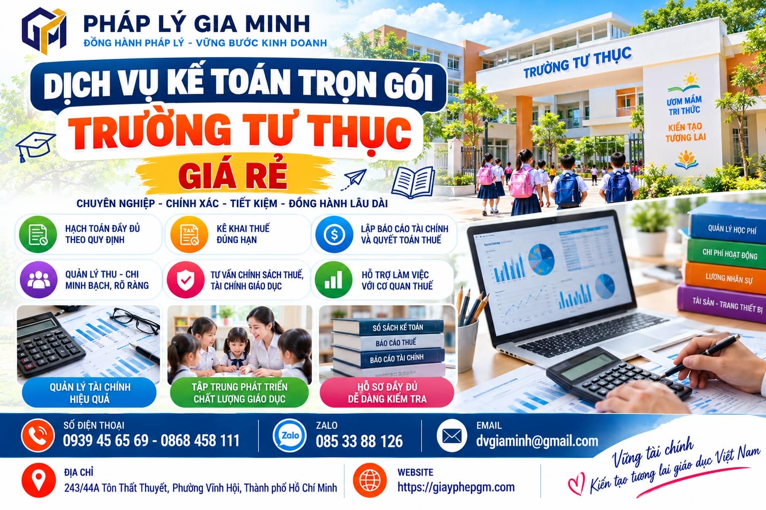Bảng giá dịch vụ kế toán trọn gói trường tư thục