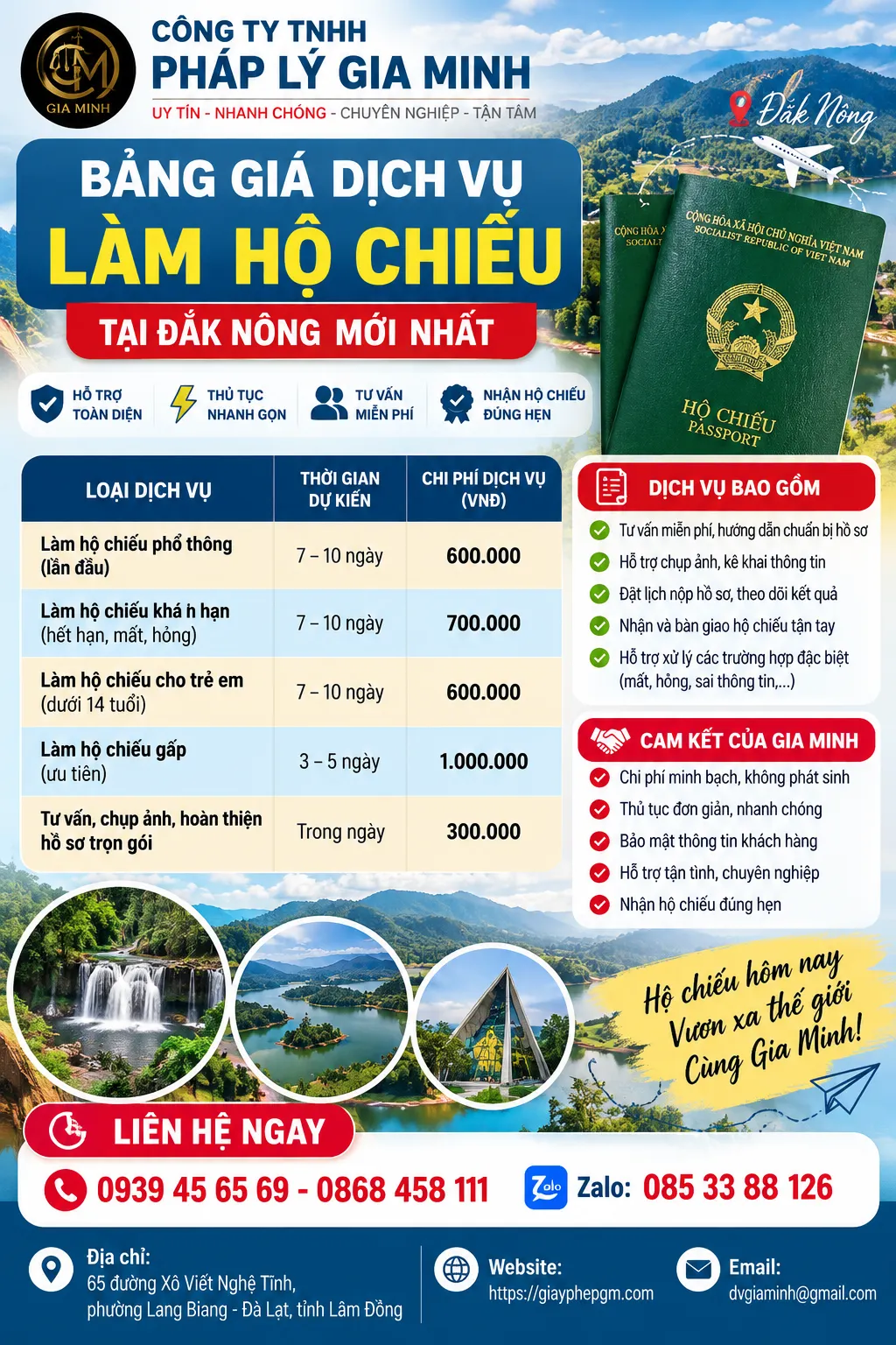 Bảng Giá Dịch Vụ Làm Hộ Chiếu Tại Đắk Nông Mới Nhất