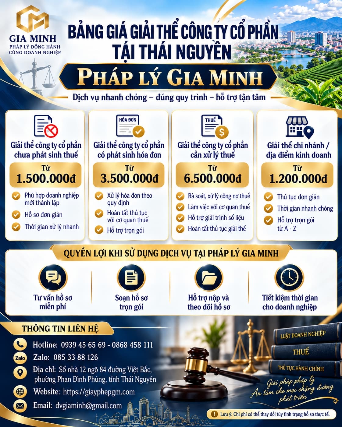 Bảng giá giải thể công ty cổ phần tại Thái Nguyên Bảng giá giải thể công ty cổ phần tại Thái Nguyên