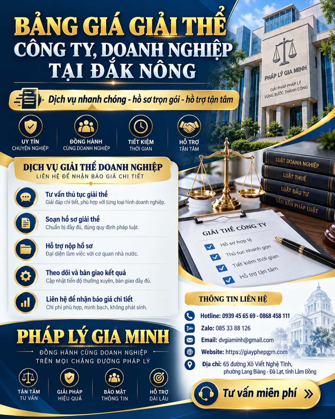 Bảng giá giải thể công ty doanh nghiệp tại Đắk Nông