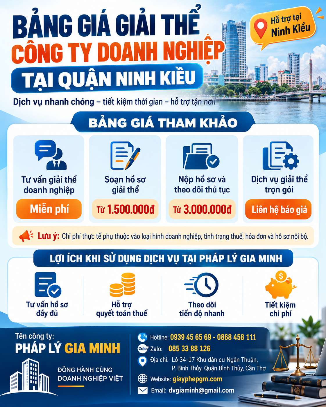 Bảng giá giải thể công ty doanh nghiệp tại quận Ninh Kiều Bảng giá giải thể công ty doanh nghiệp tại quận Ninh Kiều