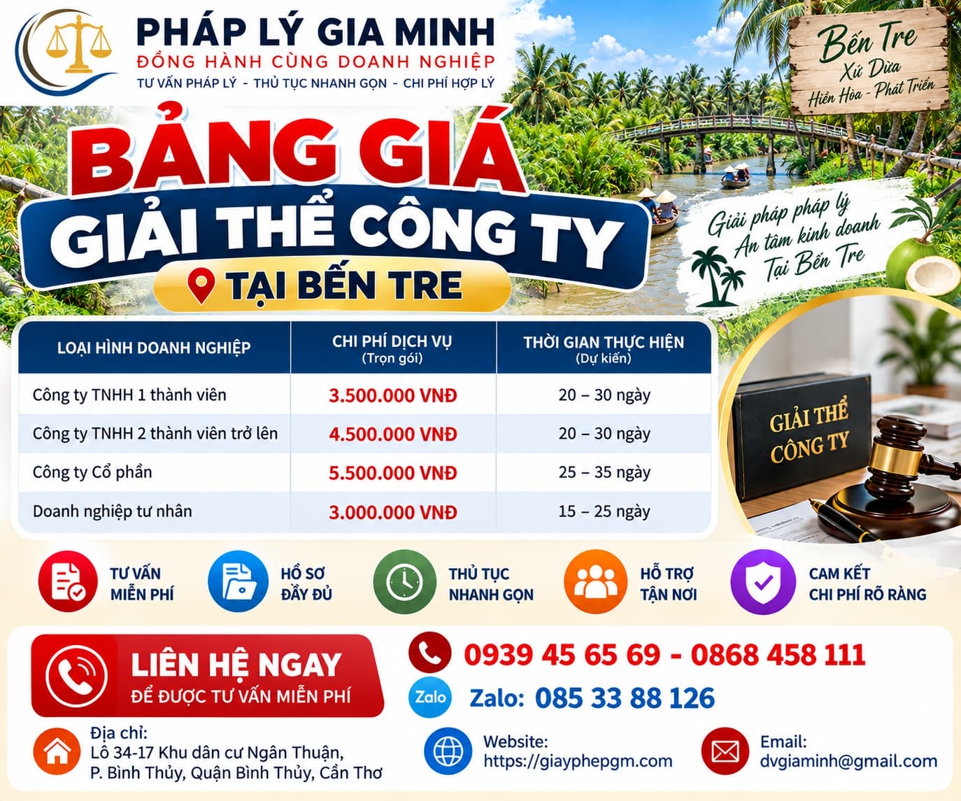 Bảng giá giải thể công ty tại Bến Tre Bảng giá giải thể công ty tại Bến Tre