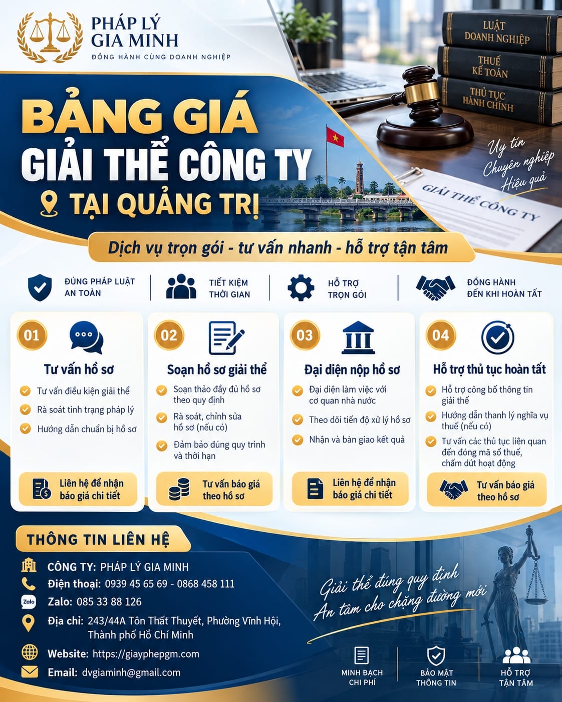 Bảng giá giải thể công ty tại Quảng Trị