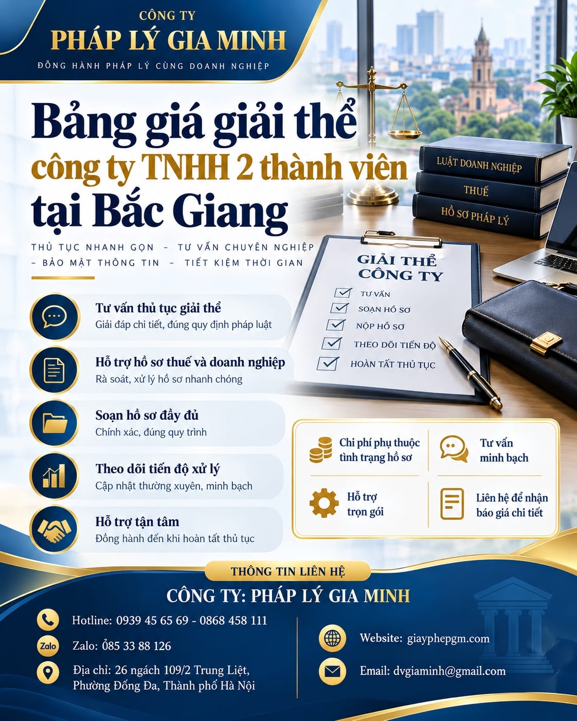 Bảng giá giải thể công ty TNHH 2 thành viên tại Bắc Giang Bảng giá giải thể công ty TNHH 2 thành viên tại Bắc Giang