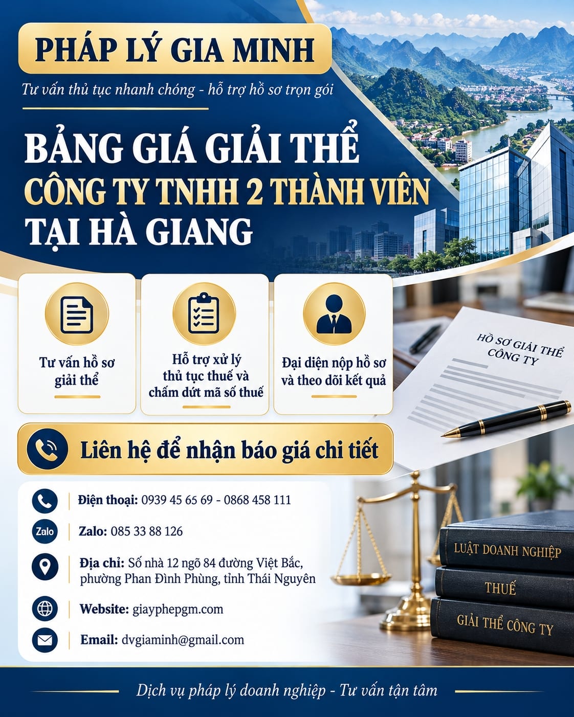 Bảng giá giải thể công ty TNHH 2 thành viên tại Hà Giang