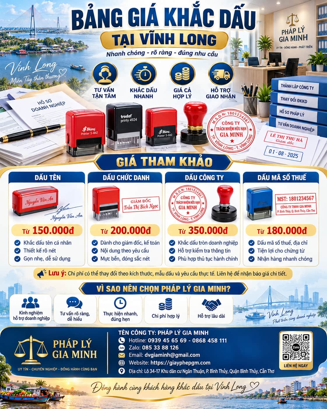 Bảng Giá Khắc Dấu Tại Vĩnh Long