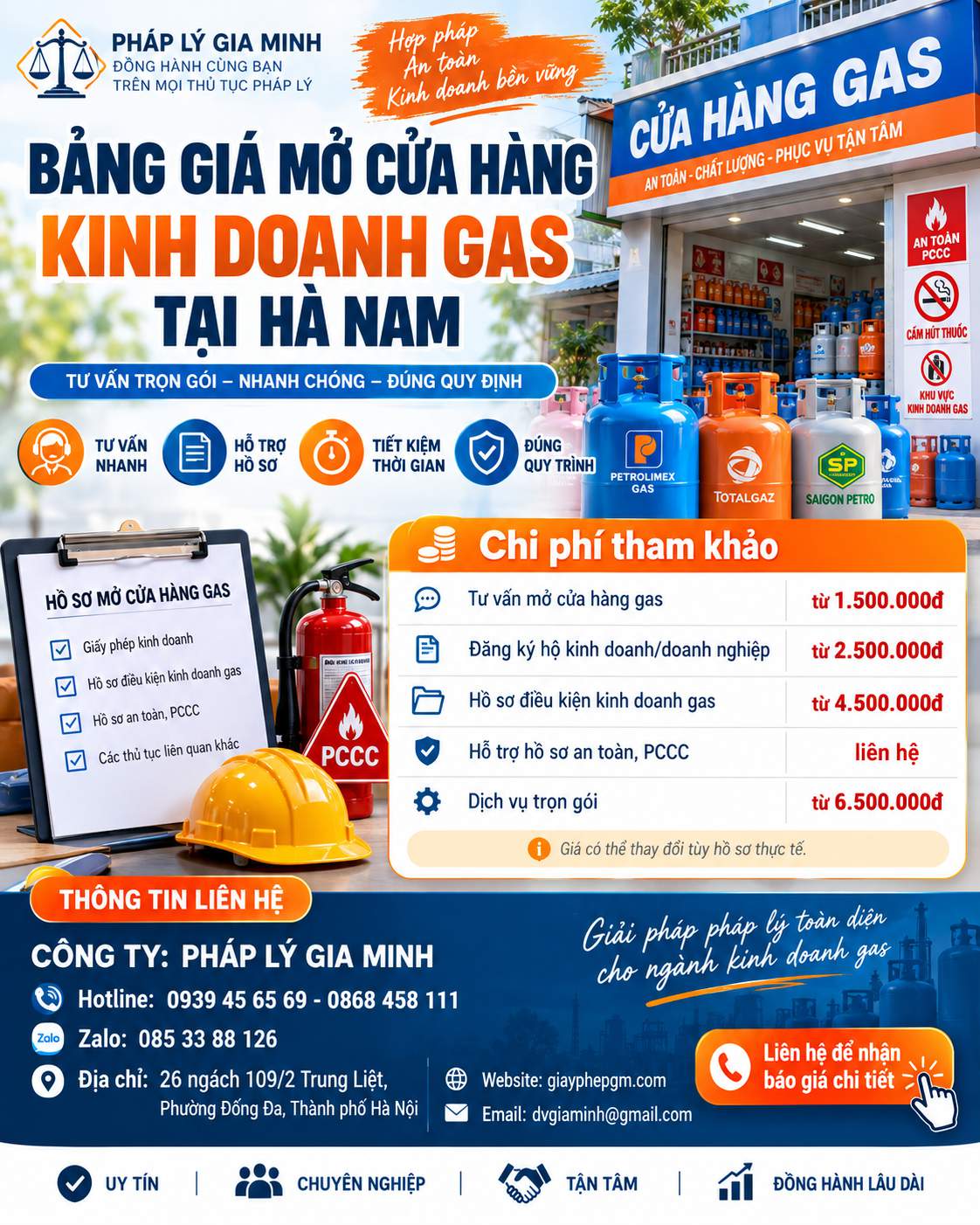 Bảng giá mở cửa hàng kinh doanh gas tại Hà Nam Bảng giá mở cửa hàng kinh doanh gas tại Hà Nam