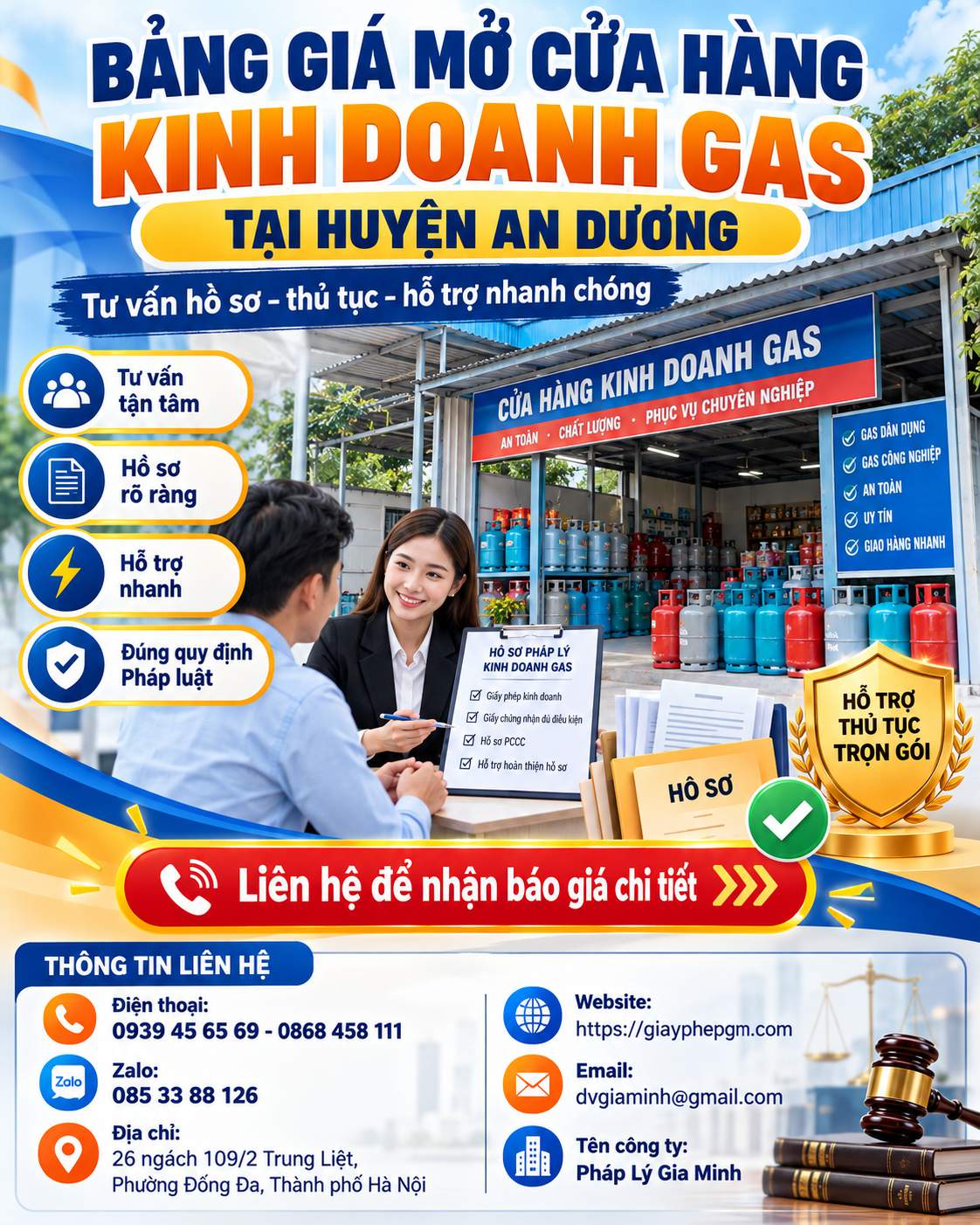 Bảng giá mở cửa hàng kinh doanh gas tại huyện An Dương