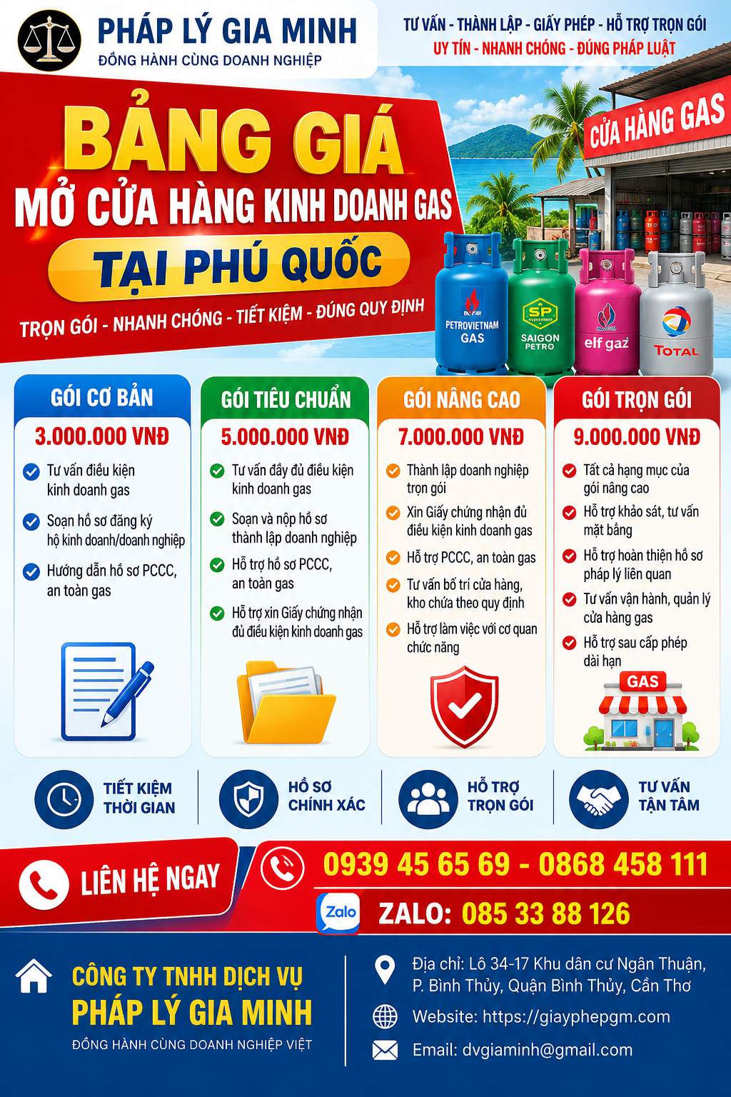 Bảng giá mở cửa hàng kinh doanh gas tại Phú Quốc Bảng giá mở cửa hàng kinh doanh gas tại Phú Quốc