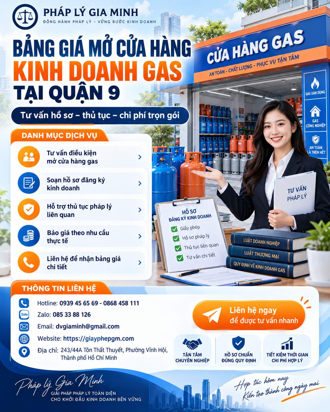 Bảng giá mở cửa hàng kinh doanh gas tại quận 9