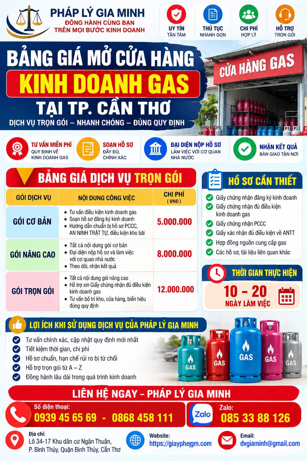 Bảng giá mở cửa hàng kinh doanh gas tại TP Cần Thơ Bảng giá mở cửa hàng kinh doanh gas tại TP Cần Thơ