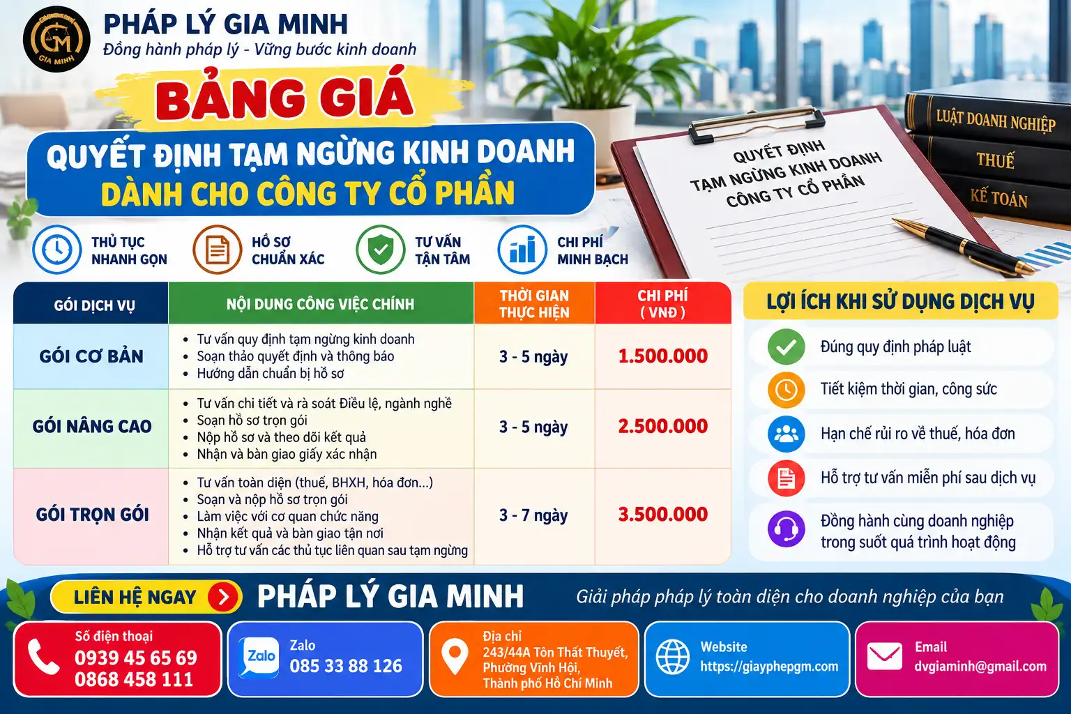 Bảng Giá Tạm Ngừng Kinh Doanh Công Ty Cổ Phần