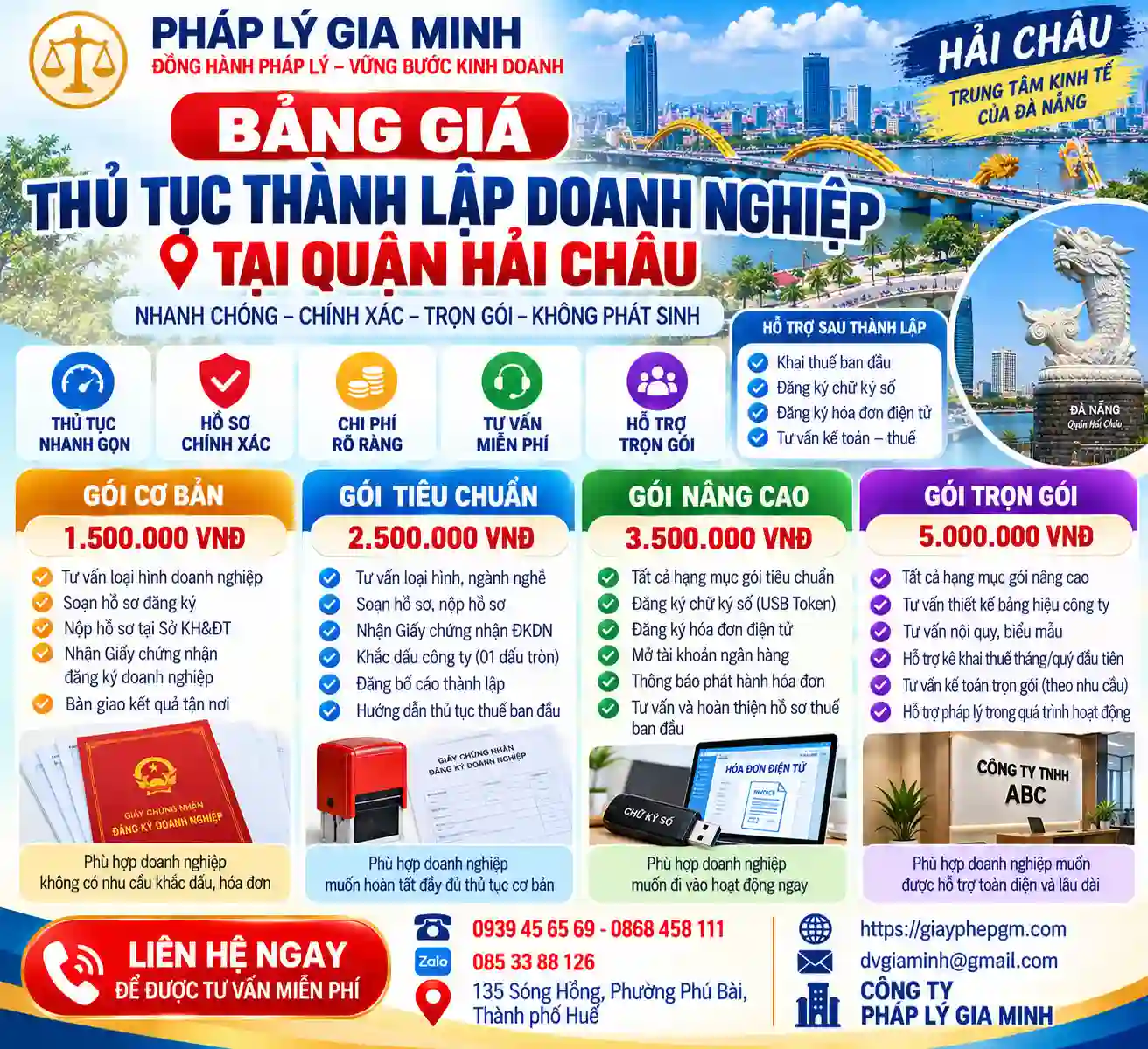 Bảng giá thành lập doanh nghiệp tại Hải Châu Bảng giá thành lập doanh nghiệp tại Hải Châu