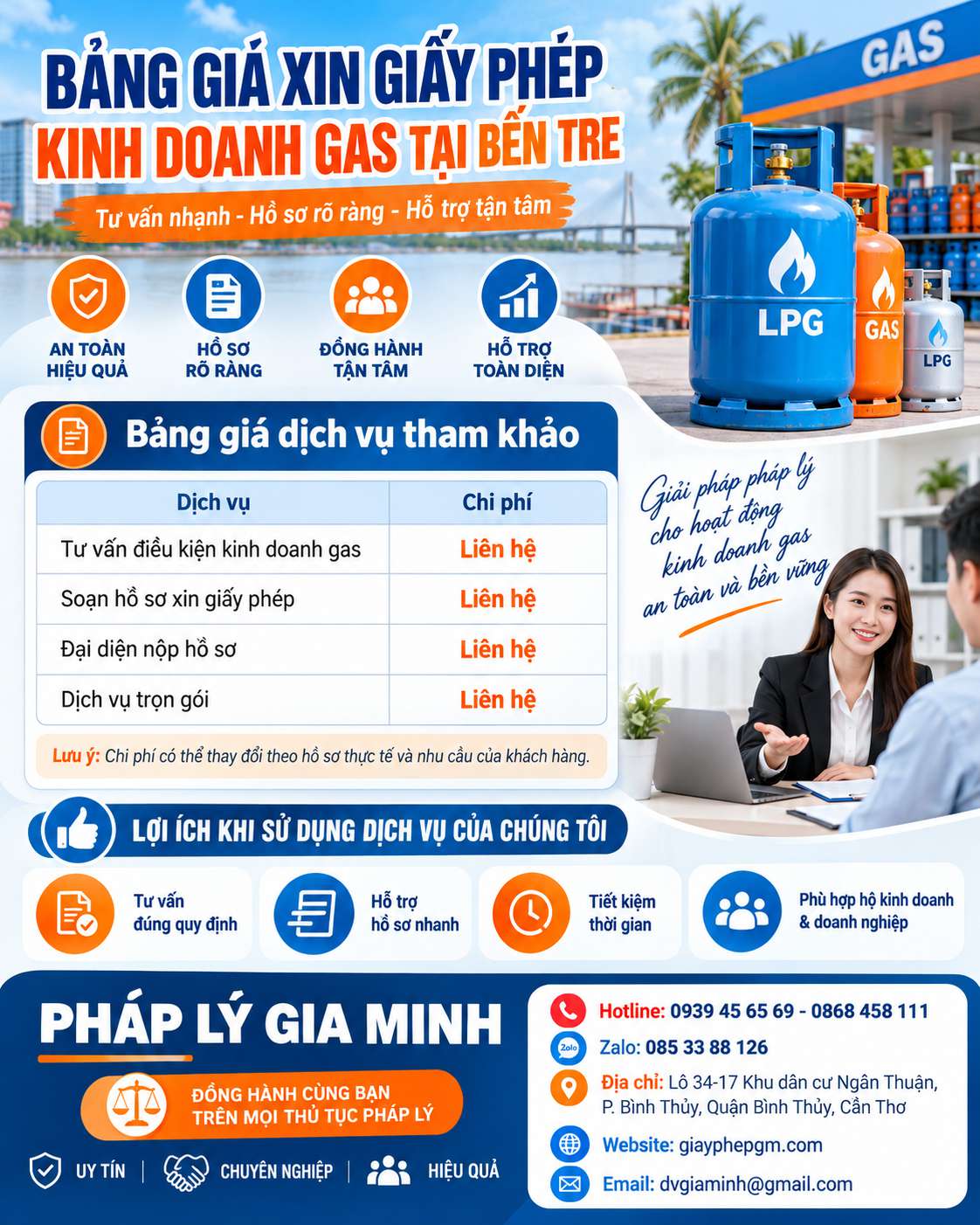 Bảng giá xin giấy phép kinh doanh gas tại Bến Tre
