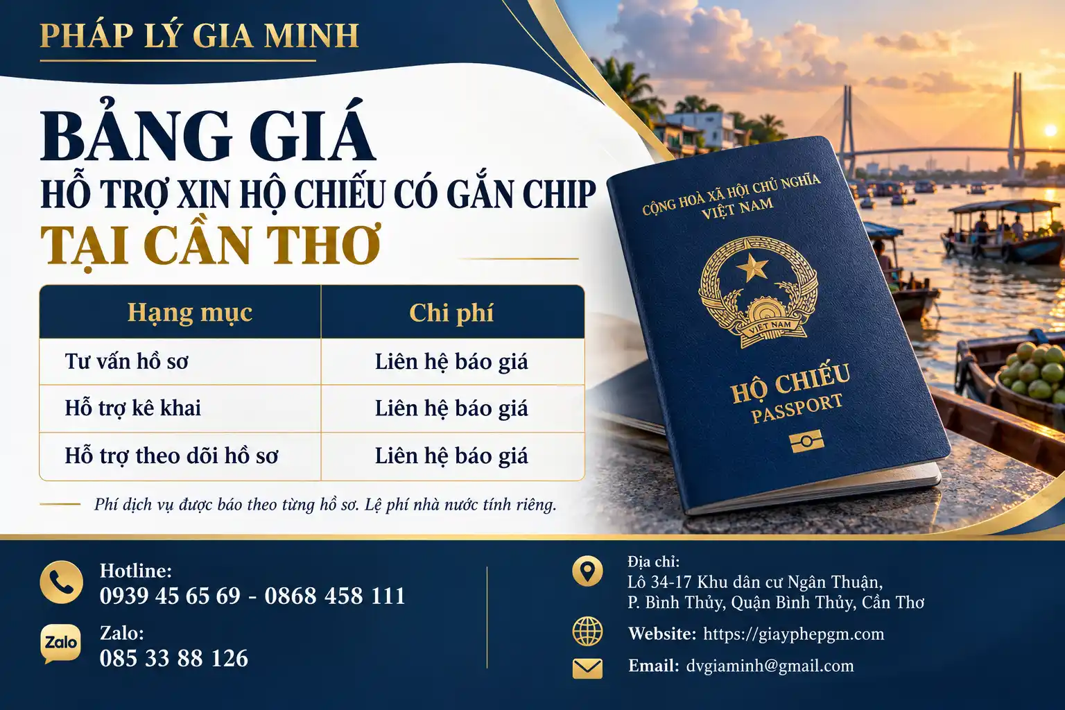 Bảng Giá Xin Hộ Chiếu Gắn Chip Tại Cần Thơ