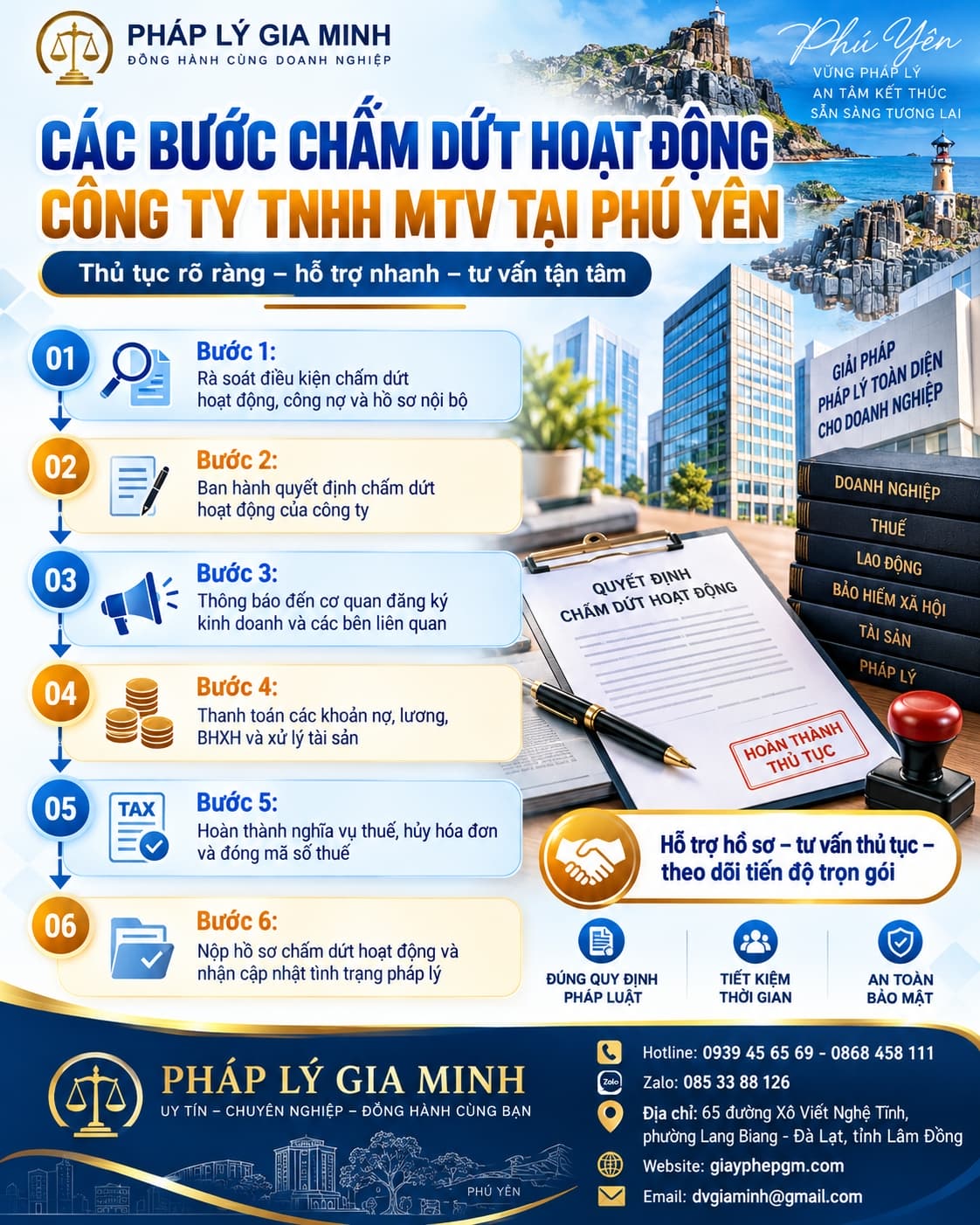 Các bước chấm dứt hoạt động công ty TNHH MTV tại Phú Yên Các bước chấm dứt hoạt động công ty TNHH MTV tại Phú Yên