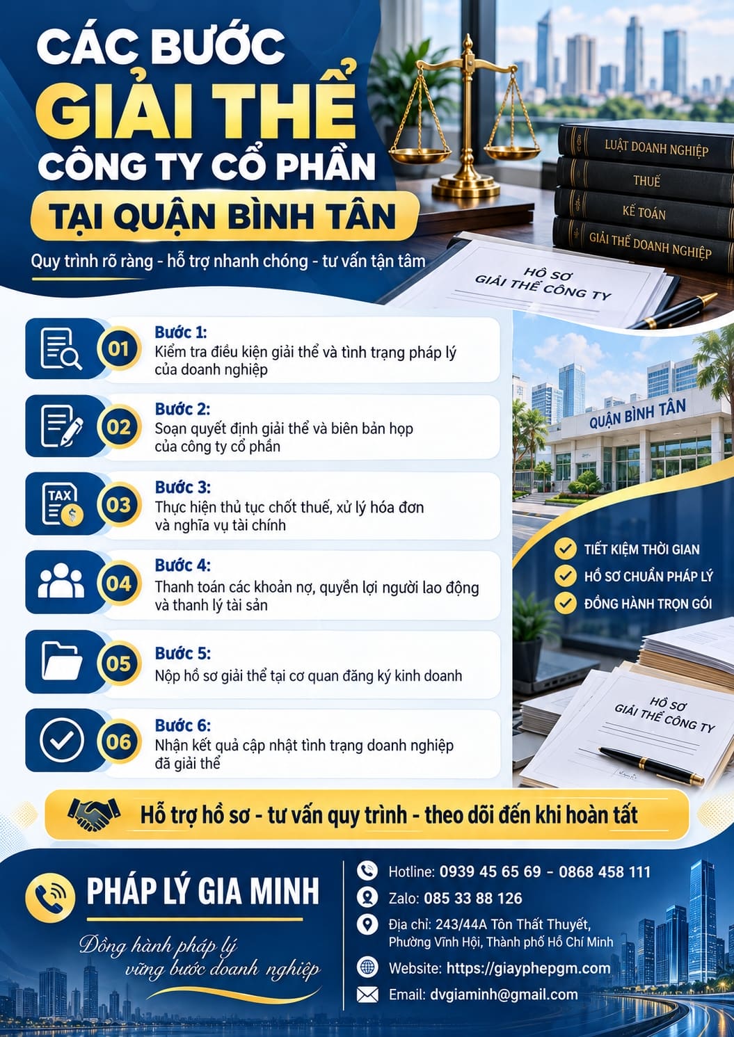 Các bước giải thể công ty cổ phần tại quận Bình Tân