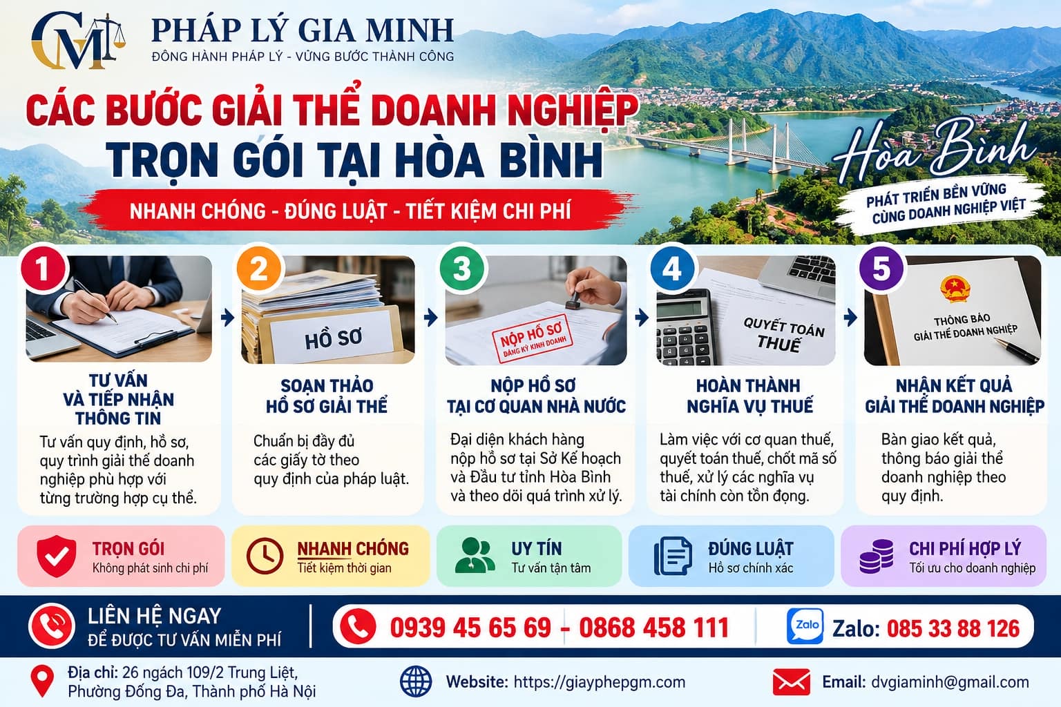 Các bước giải thể doanh nghiệp trọn gói tại Hòa Bình