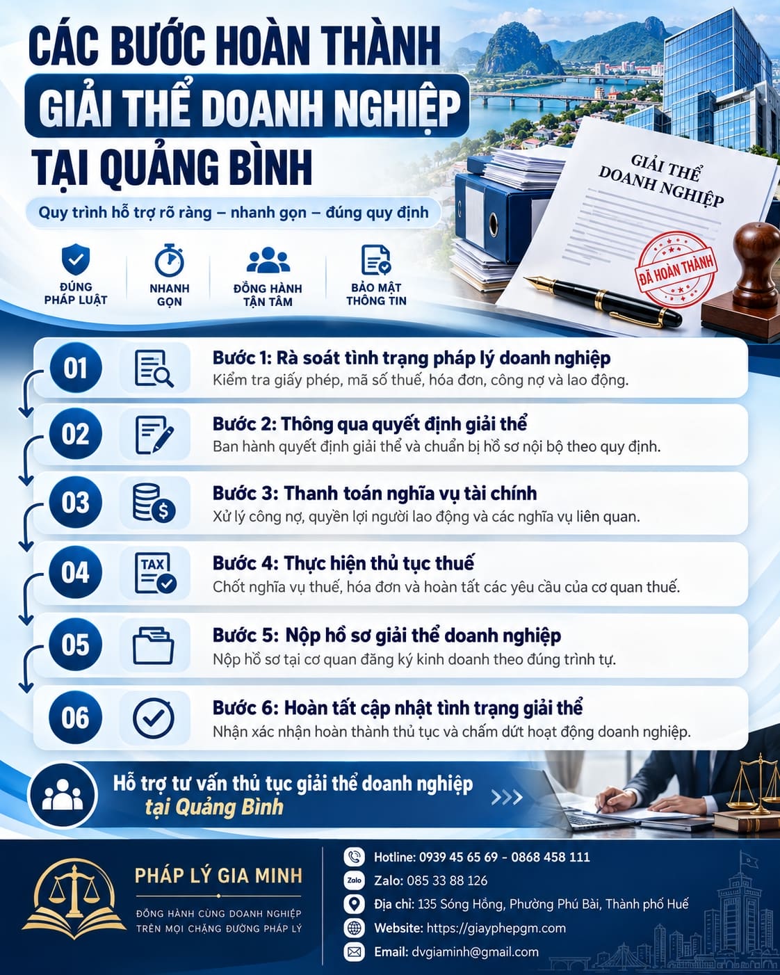 Các bước hoàn thành giải thể doanh nghiệp tại Quảng Bình Các bước hoàn thành giải thể doanh nghiệp tại Quảng Bình