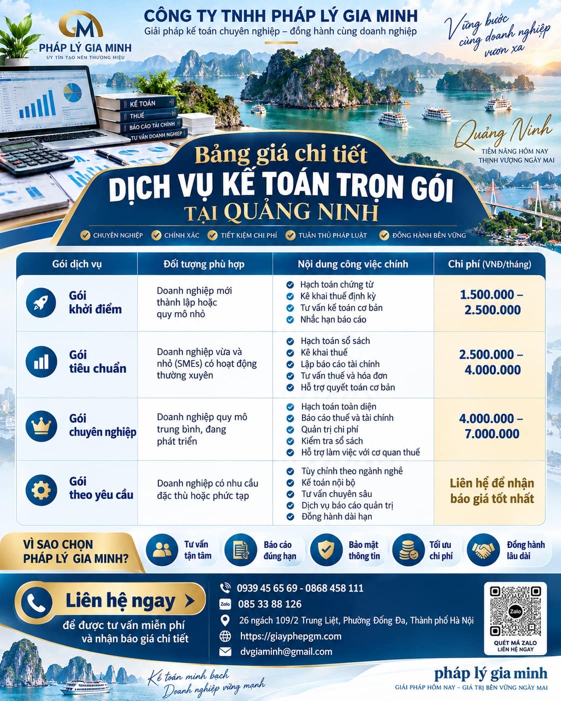 Các gói Dịch Vụ Kế Toán Trọn Gói Tại Quảng Ninh