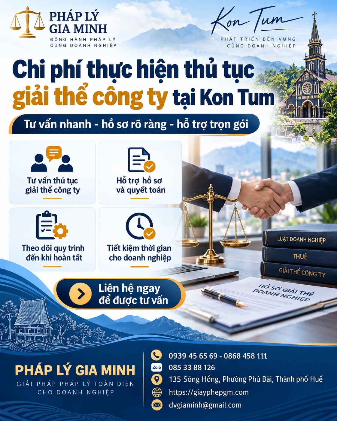 Chi phí thực hiện thủ tục giải thể công ty tại Kon Tum
