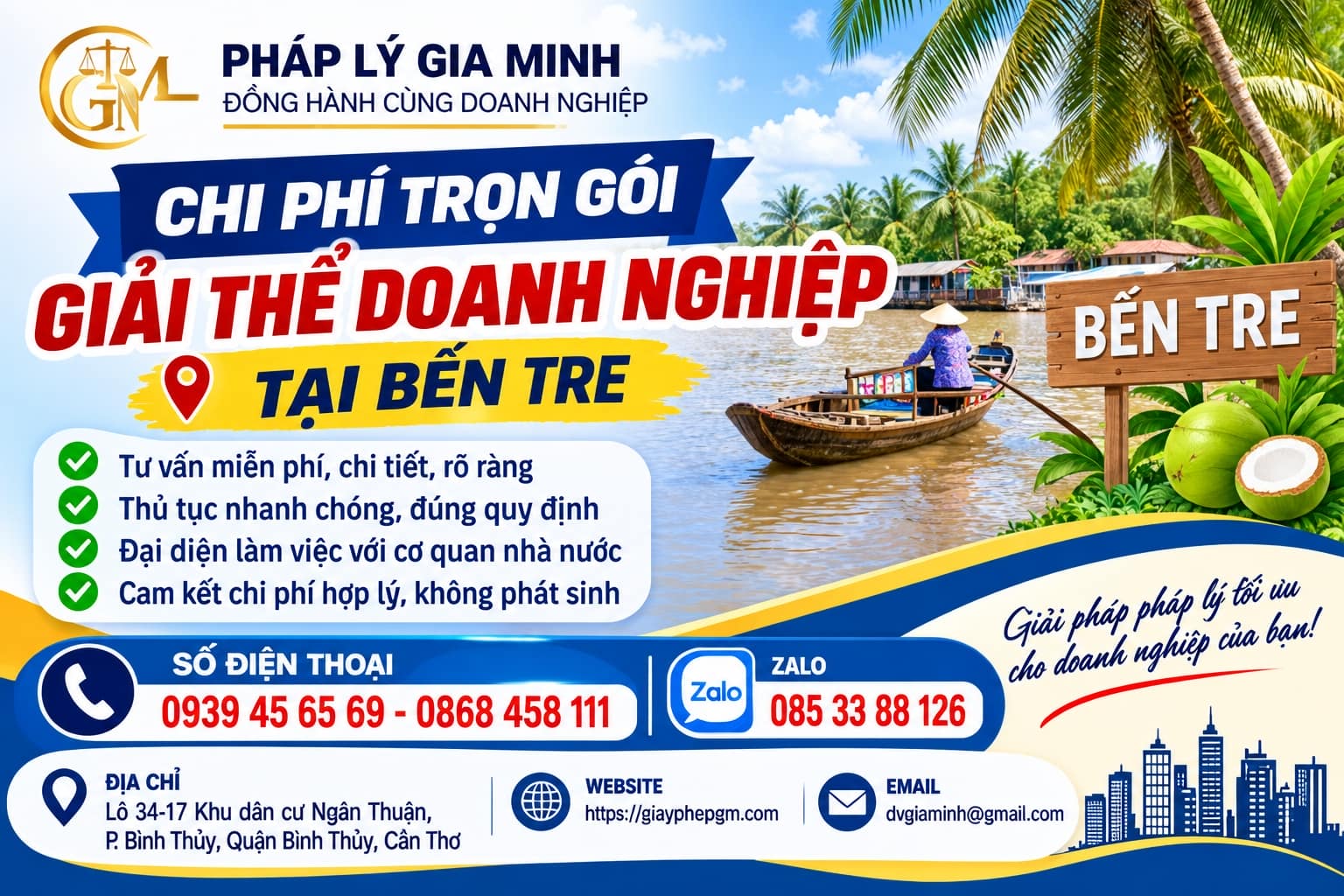 Chi phí trọn gói giải thể doanh nghiệp tại Bến Tre Chi phí trọn gói giải thể doanh nghiệp tại Bến Tre