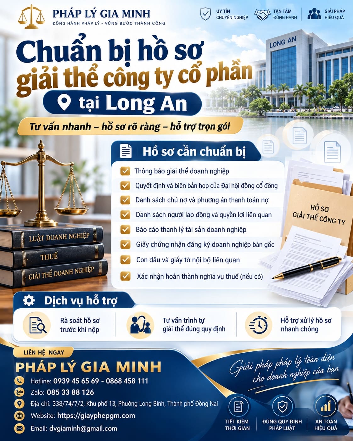 Chuẩn bị hồ sơ giải thể công ty cổ phần tại Long An